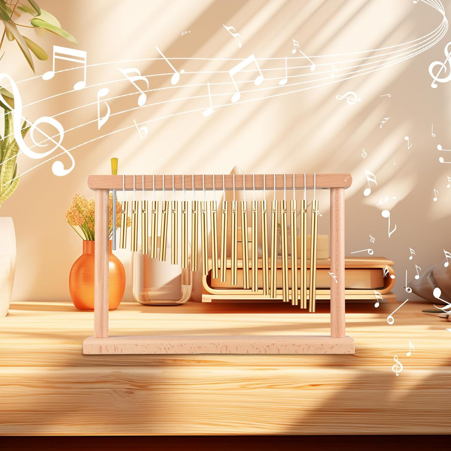 20 Note Chime with Mallet for Ornament Classroom Office Decoration Professional Stage Performance Desktop Wind Chimes Musical Percussion Instruments Gold image number 2