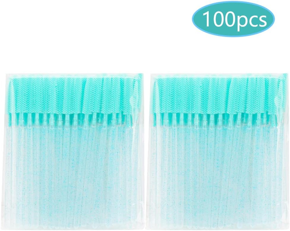 100 Pcs Silicone Mascara Wands Disposable Eyelash Brushes for Extensions Lash Applicators Makeup Tool Kit (Crystal Blue/Mint Green) - Green image number 2
