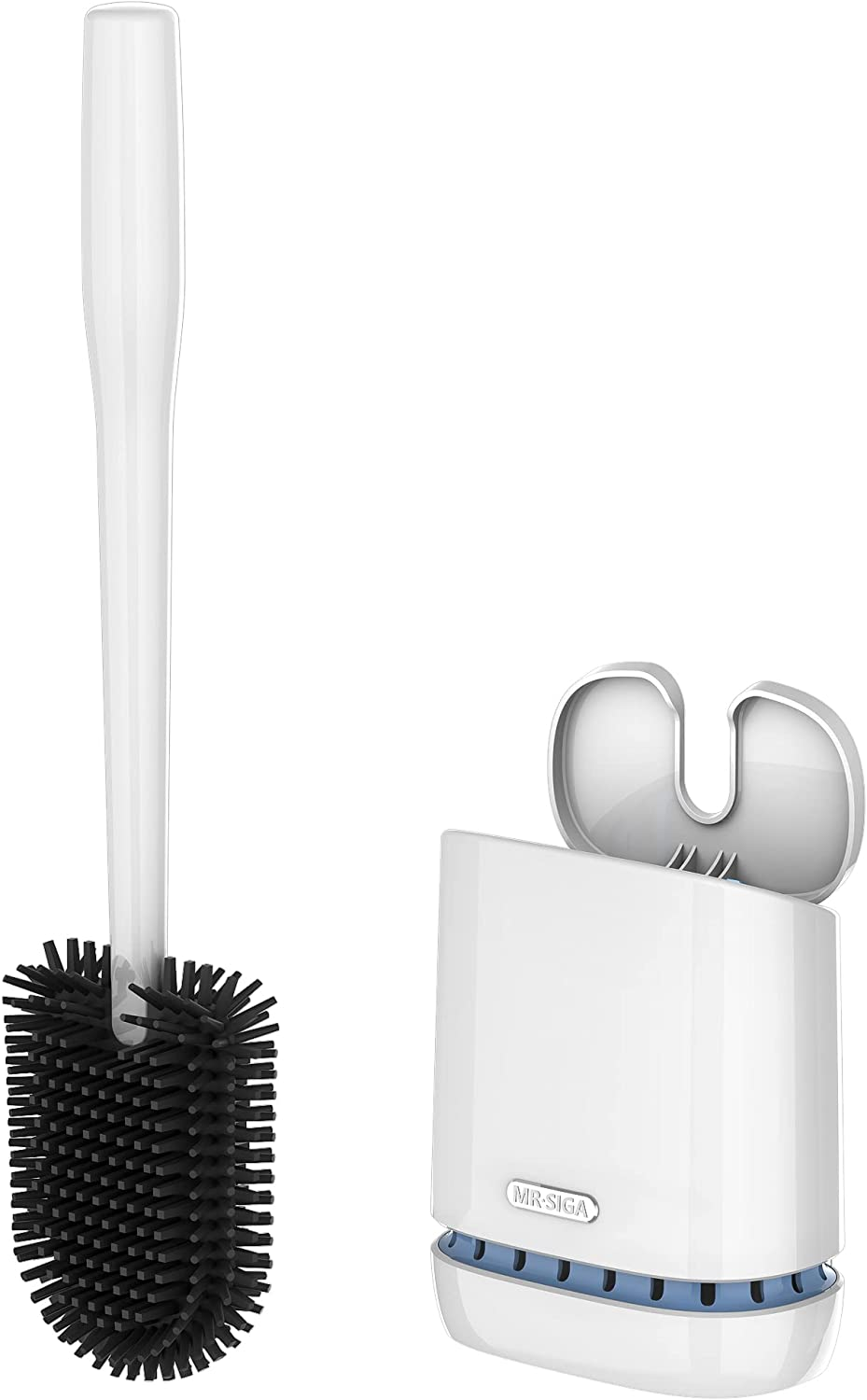 MR.SIGA Toilet Bowl Brush and Holder, Durable and Flexible Bristles, Wall Mounted Toilet Brush for Bathroom Cleaning, Black, 1 Pack