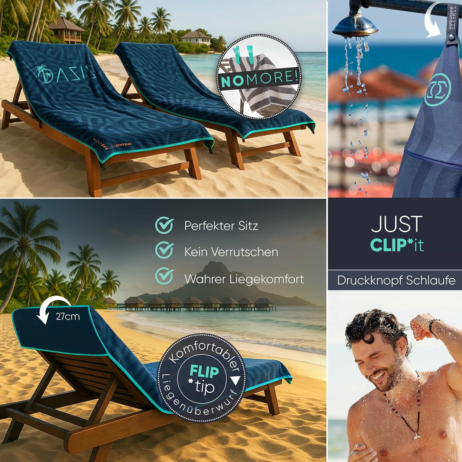 ESSENZZ Beachsta - Innovative Microfibre Bath Towel Large / 2 X Beach Towels - Set of 2 Bath Towels Large 90 X 180 Cm = Beach Towel XXL 170 X 180 Cm Beach Blanket Beach Mat image number 6