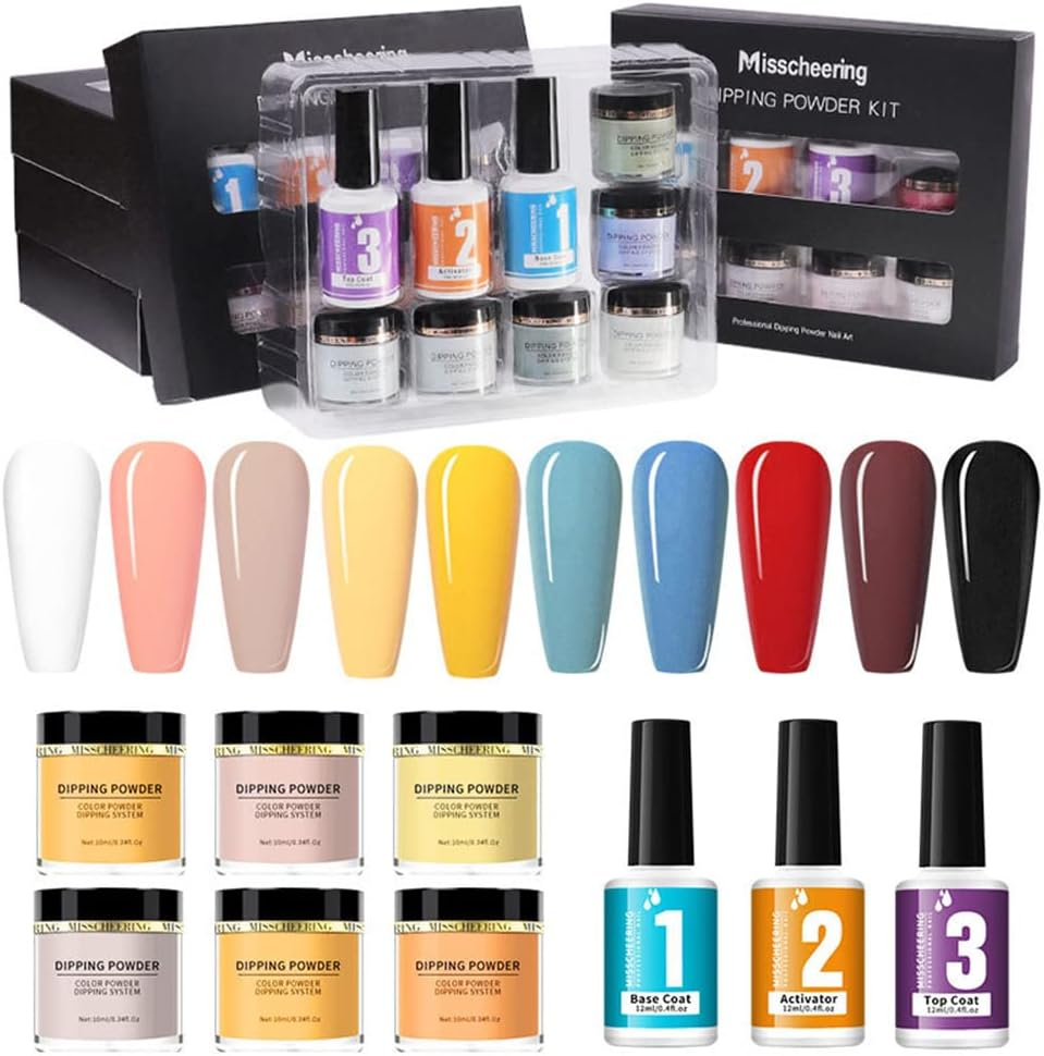 Dipping Nail Powder Kit Nail Art Set with Base Top Coat Activator for French Nail Extension Manicure No UV/LED Nail Lamp Needed DIY Nail Art Kit image number 2