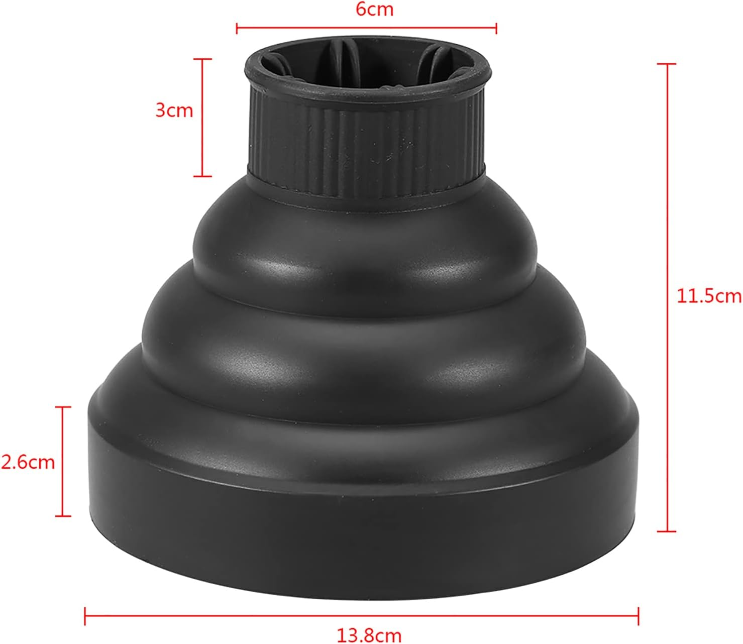 Foldable Hairdryer Diffuser - High Temp Resistant Silicone, Protects Hair from Heat Damage, Washable - 5 Color Choices (Black) - Green image number 5