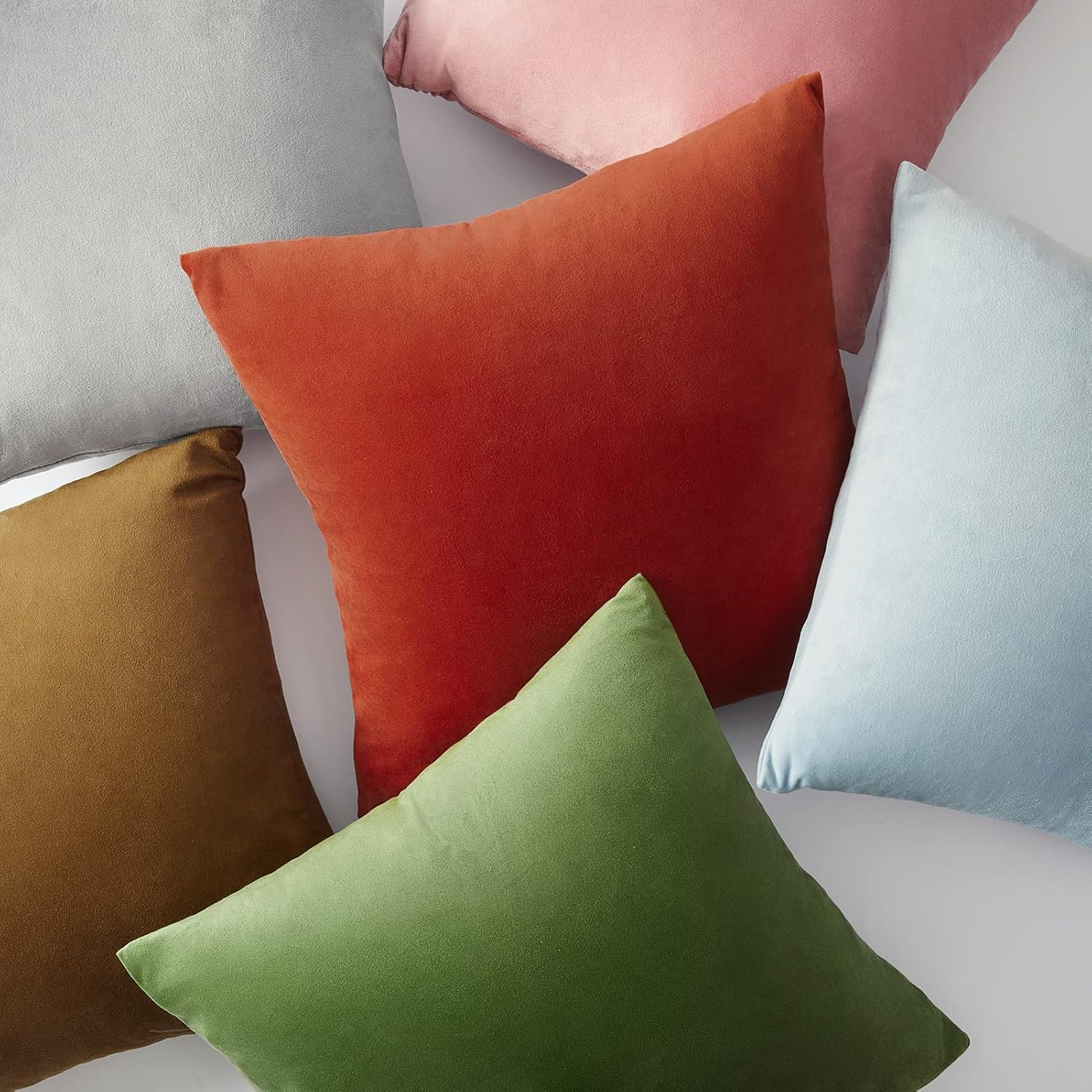 Topfinel Cushion Cover 40 X 40 Cm, Green Velvet, Set of 4 Cushion Covers, Sofa Cushion, Decorative Cushion, Decorative Cushion Decoration for Sofa, Bedroom, Living Room, Fluffy Colour Gradient image number 2