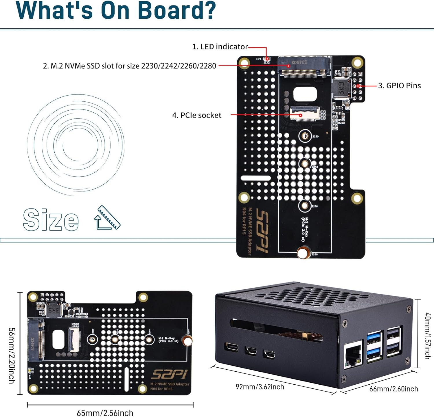 Geeekpi Metal Case with N04 Pcie M.2 Key-M Nvme SSD Pcie Peripheral Board for Raspberry Pi 5 image number 6