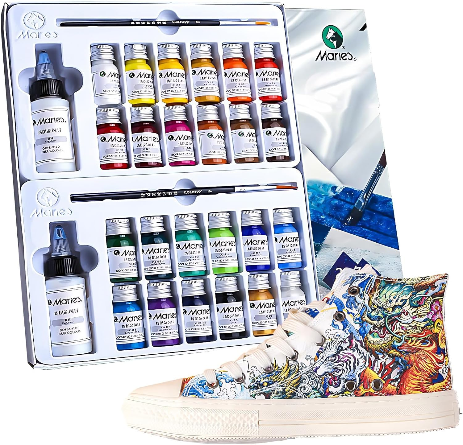 Textile Painting，Fabric Dye DIY Pack 24 Colors, Canvas Fabric Painting for Kids, Textile Painting Set for Adults and Art on Clothes, Shoes,Waterproof image number 6