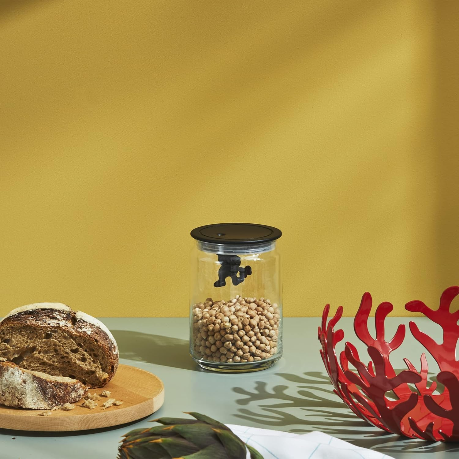 Alessi Gianni Glass Kitchen Box with Lid, Black, 15 Cm Height image number 2