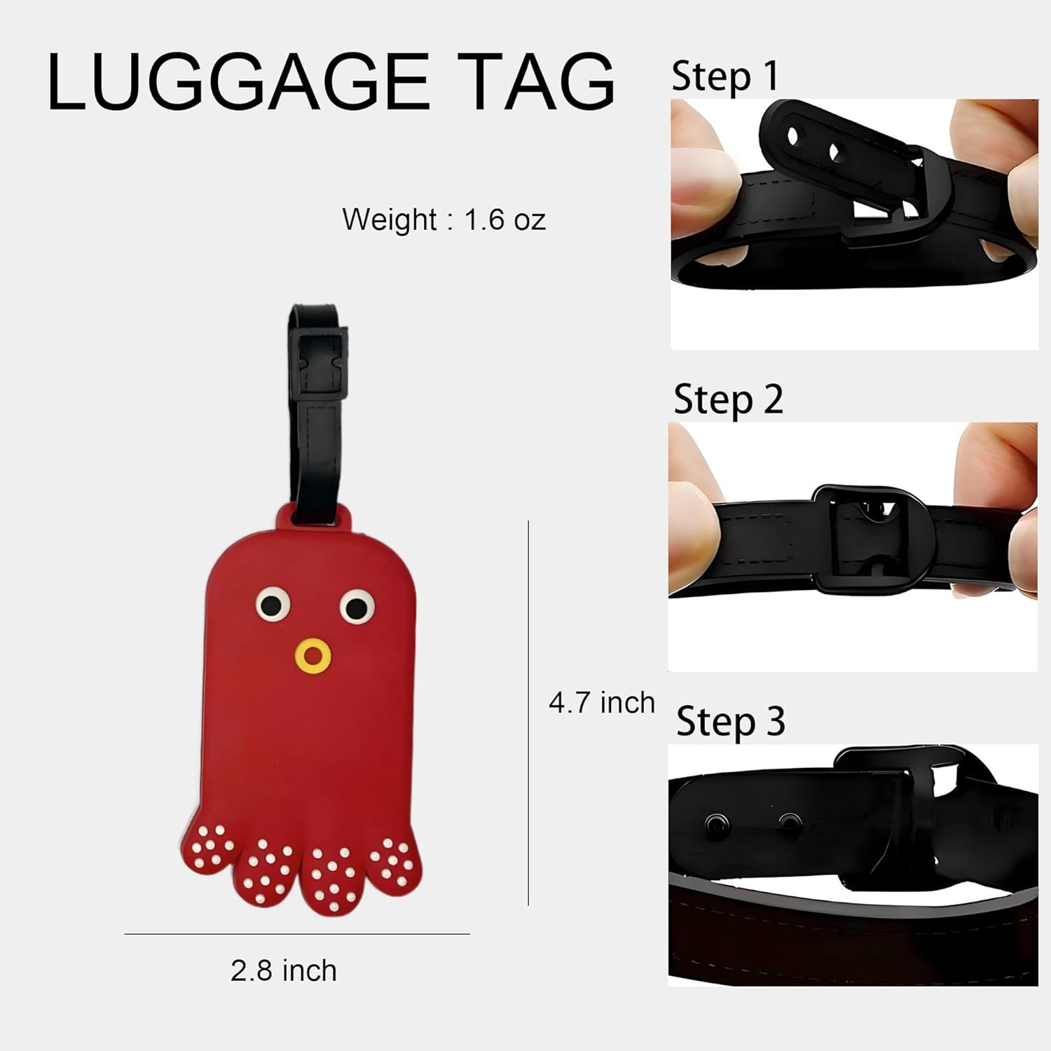 ANINIUCN Japanese Koinobori and Octopus Luggage Tags &ndash; 2-Pack Silicone ID Bag Tags for Travel Accessories &ndash; Perfect for Teens & Adults - Octopus image number 7