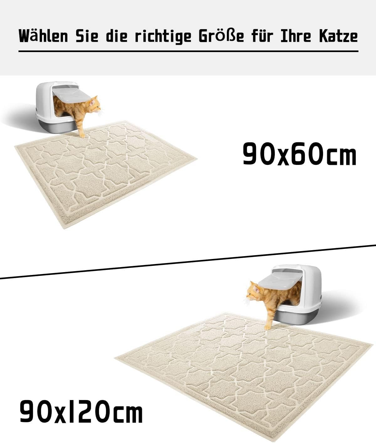 Yimobra Cleaning Cat Litter Mat, XL Jumbo Traps Mats for Litter Box, Scatter Control Pets Pads,Soft on Kitty Paws,No Phthalate,Water Resistant,Non-Slip,Durable,Large Size 35.4 X 23.6 Inches,Beige image number 6