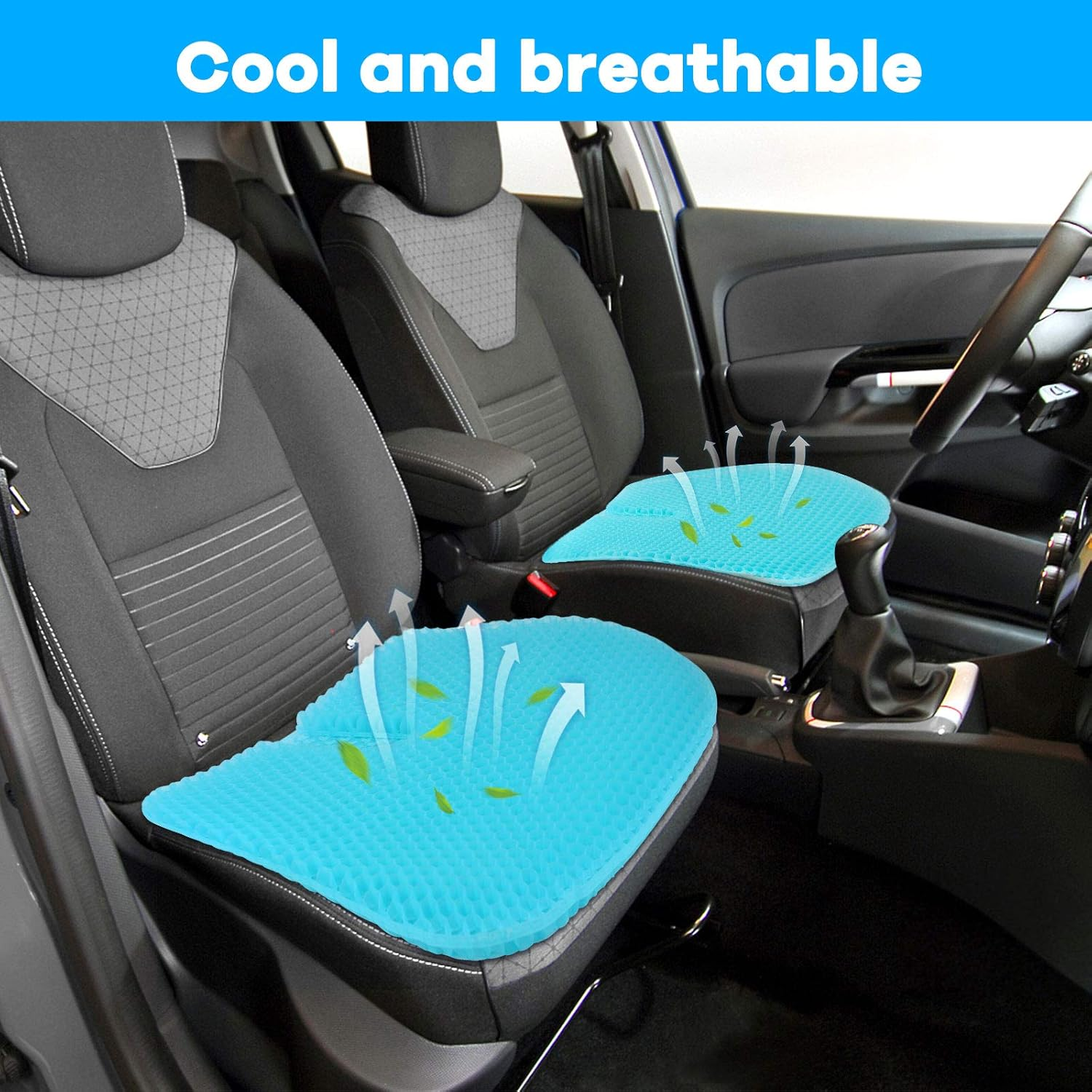 Gel Seat Cushion for Long Sitting, Thick Gel Chair Cushion Soft & Cool, Breathable Car Seat Cushion Pressure Relief Cushion (Large)