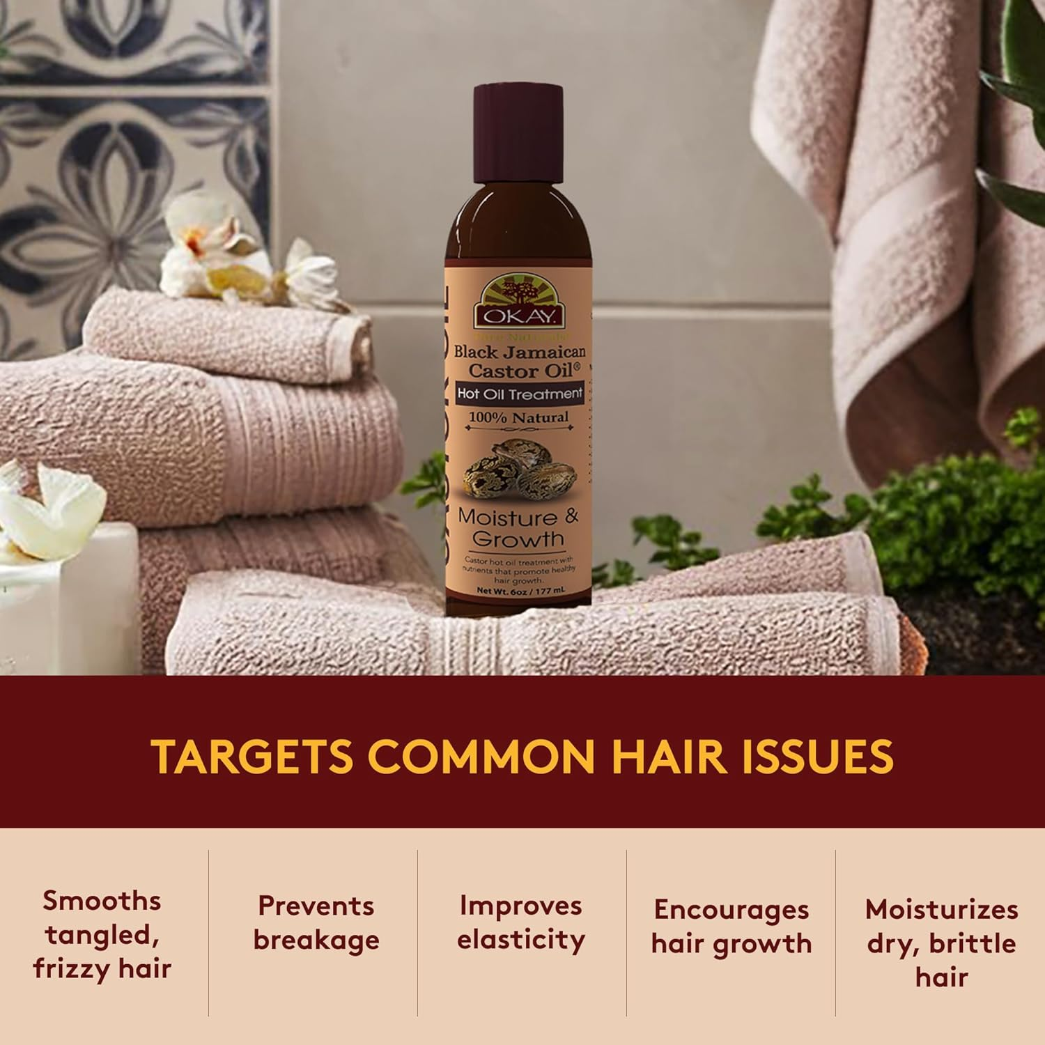 OKAY Pure Naturals OKAY Pure Naturals Black Jamaican Castor Oil Hot Oil Treatment, 6 Ounce, image number 5