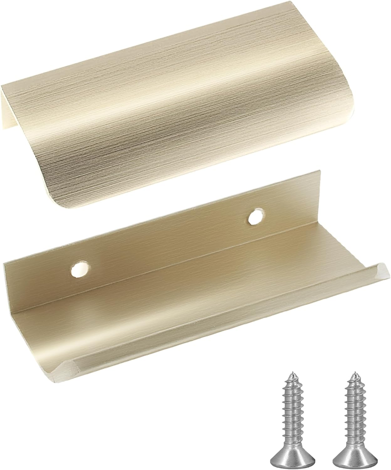 10 Pack Modern Style Finger Edge Pull Furniture Drawerhandles Hidden Cabinet Kitchen Drawer Handles Knobs, Brass, 150Mm