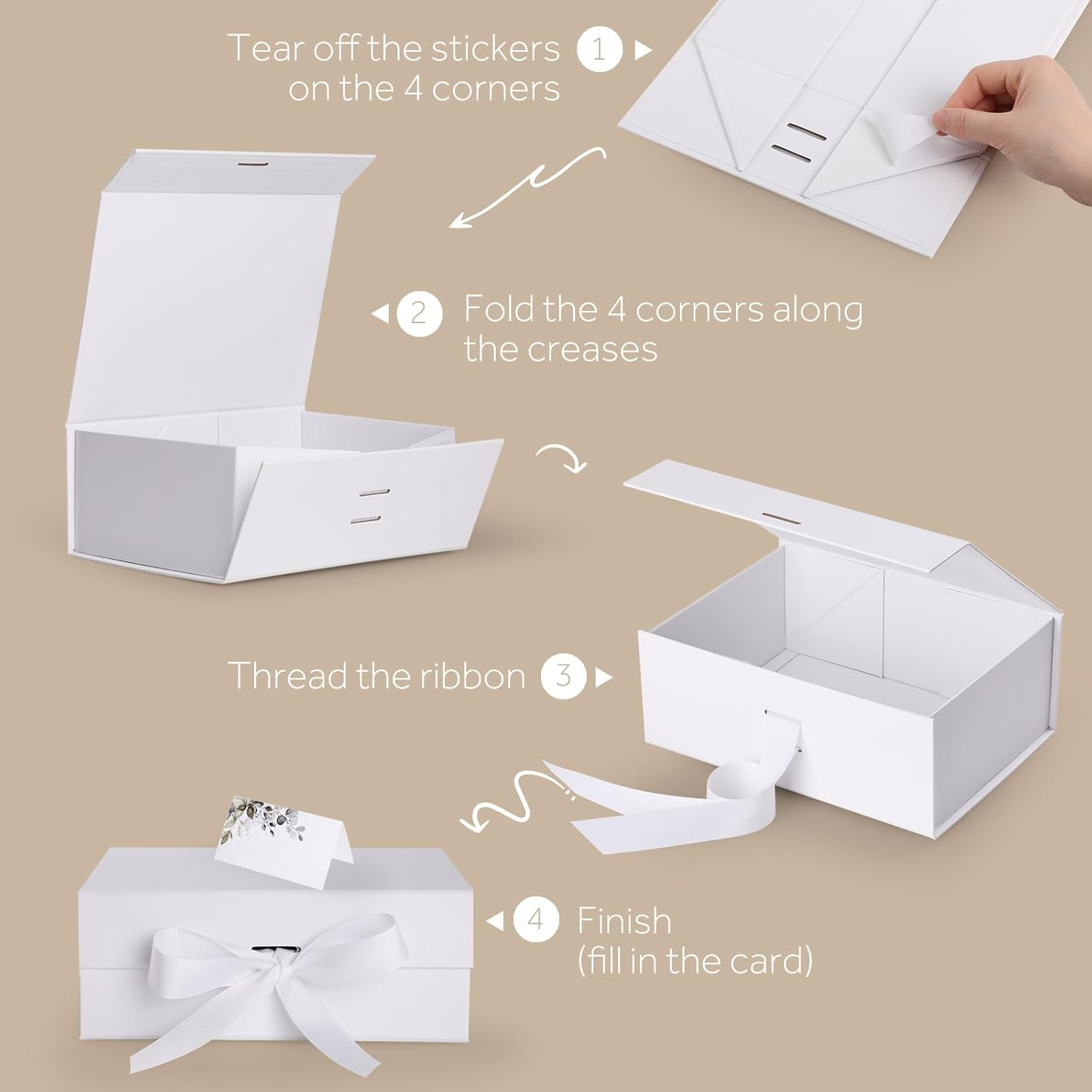 Gift Box with Lid，Geeric Gift Box with Ribbon+Greeting Card Magnetic Closure Lid Gift Boxes Classical Luxury Foldable Case for Birthdays/Weddings/Christmas - Black image number 3