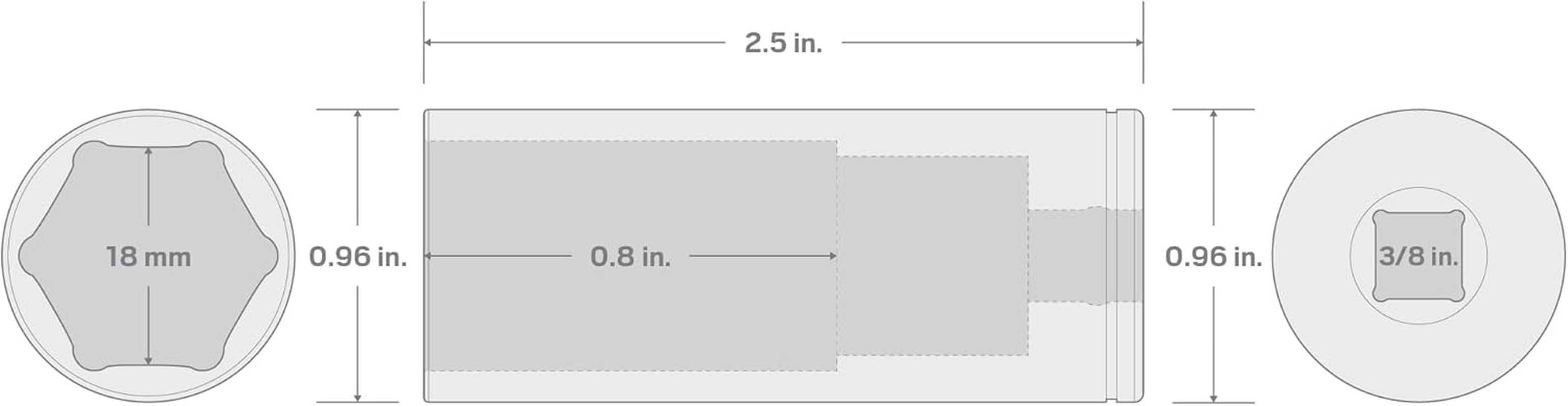 TEKTON 3/8 Inch Drive X 18 Mm Deep 6-Point Socket | SHD13118 image number 2