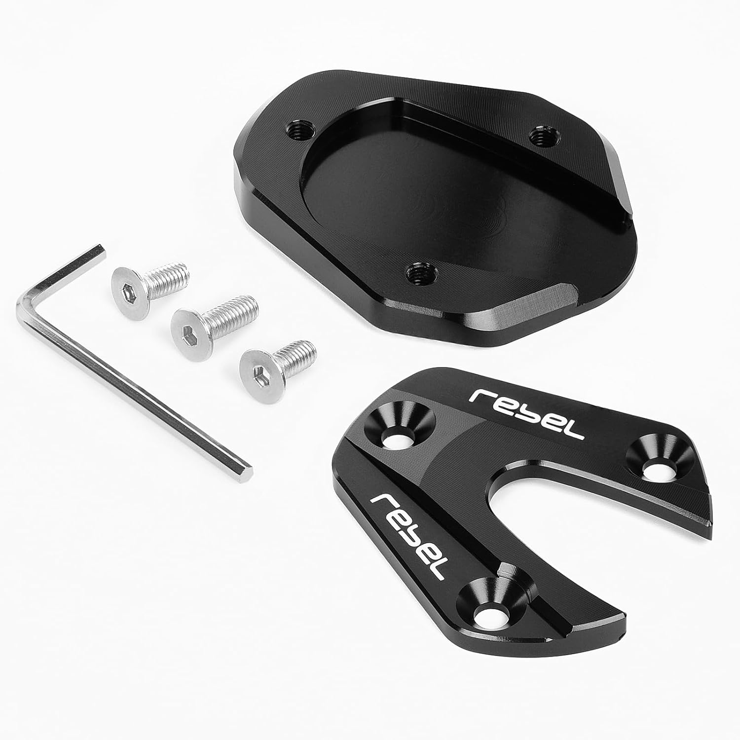 WOOGA Motorcycle Kickstand Pad Compatible with Ho&Nda Rebel CMX 250 CMX 300 CMX 500 2017-2024 Side Stand Foot Extension Enlarger Plate Support CNC Foot Extension Plate (Black)