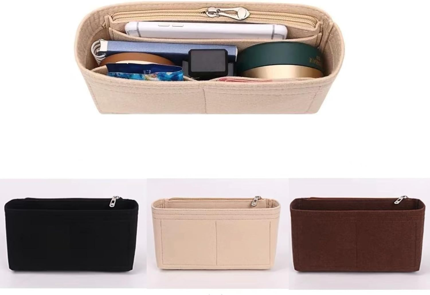 Xoppia Bag Organizer Compatible with Dior Small Voyage Bag. Felt Insert Liner for Women Tote Handbag.(Style B, Brown) image number 2