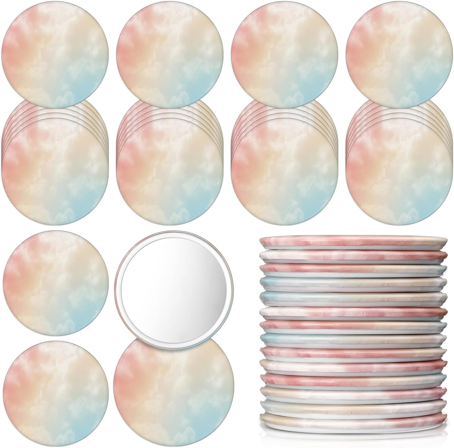 Teenyyou 30 Pcs Small round Mirrors Bulk Party Favors 2.75 Inch Pastel Compact Mirror Gifts for Women Birthday Office Gifts Portable Purse Mirrors Games Prizes image number 2