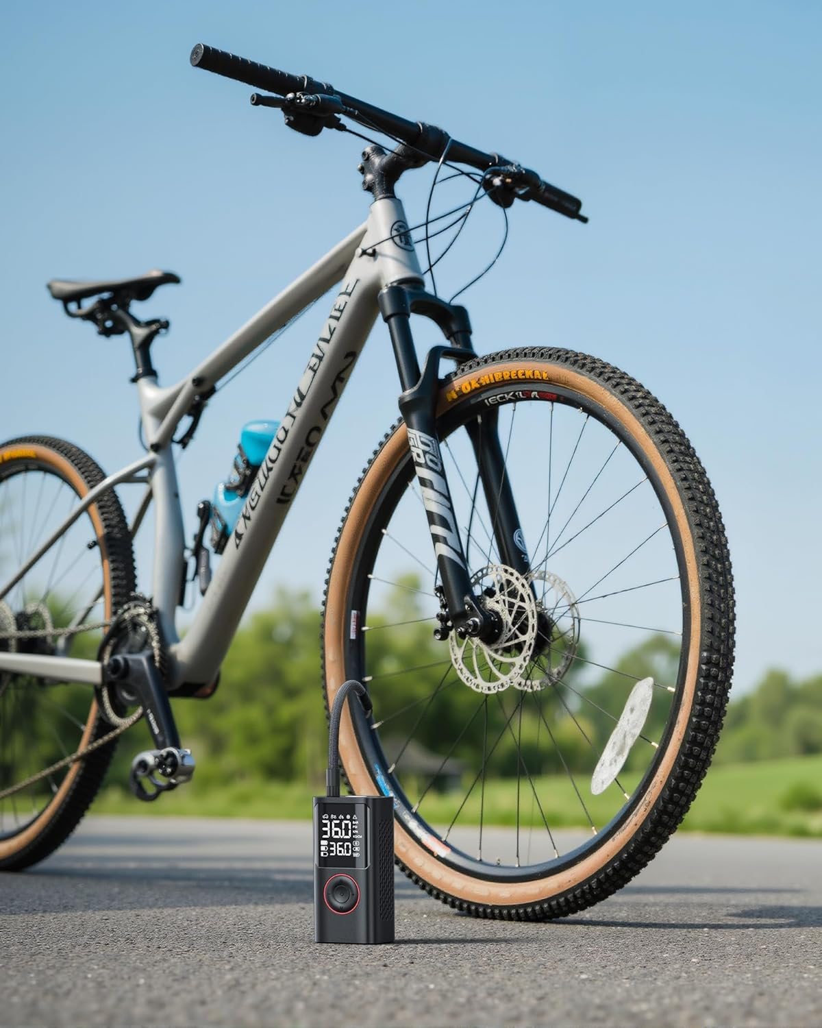 Tire Inflator Portable Air Compressor, 150 PSI Cordless Bike Pump, Air Pump for Auto, Motorcycle, Bicycle, Balls with Pressure Gauge, LED Light & Car Accessories, Black, Medium image number 5