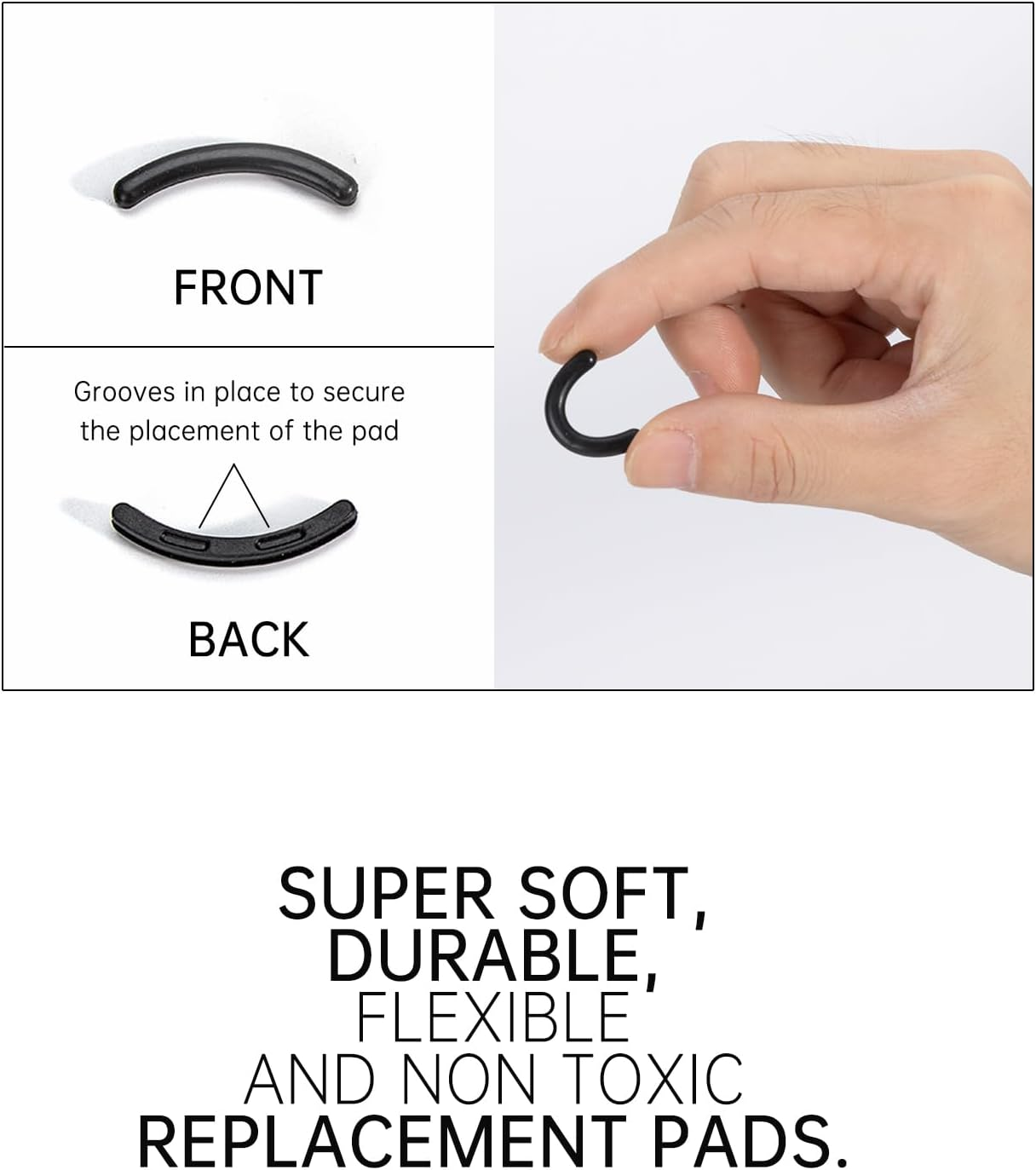 Eyelash Curler Refills Compatible with Kevyn Aucoin,Eyelash Curler Pads 24Pcs,Silicone Lash Curler Refill Pads Compatible with Kevyn Aucoin,Black image number 4