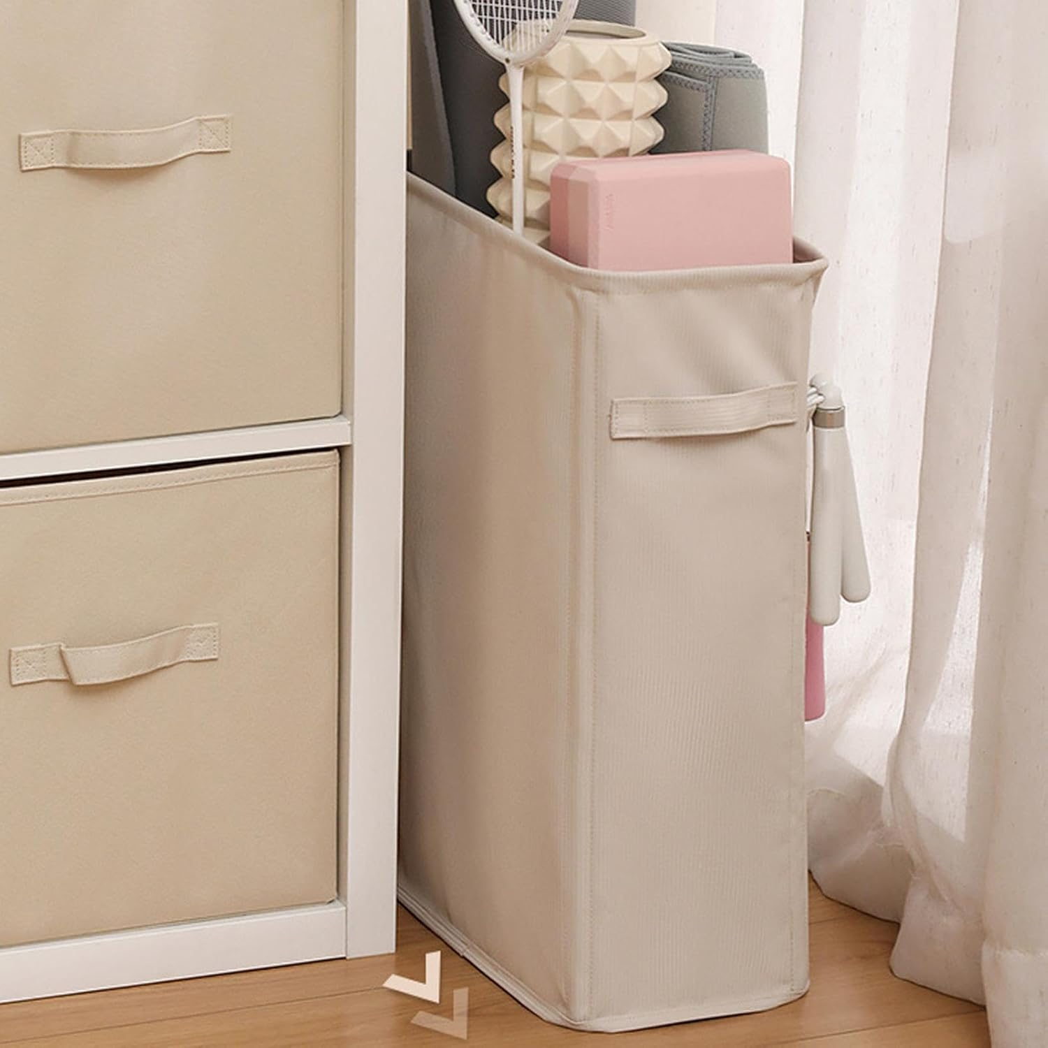 Yoga Mat Storage Rack - Exercise Equipment Organizer Basket with Side Pocket, Corner Oxford Cloth Multipurpose Holder for Home image number 1