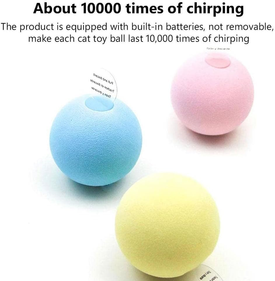Cat Toys Balls,Automatic Self Rotating Rolling Balls,Pet Smart Interactive Toy,Entertainment Cat Balls Pet Exercise Balls for Kitten Puppy,Lifelike Animal Chirping Sound