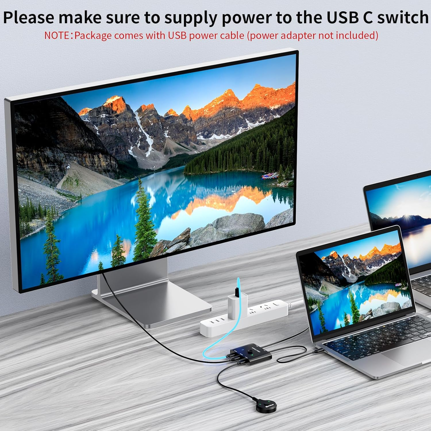 USB C Switch,Bi-Directional USB C Switcher 2 Computers,Type C KVM Switch 8K@60Hz 4K@120Hz Video/10Gbps Data Transfer/100W Charging,Compatible with Thunderbolt Device, 20Gbps Cables Included