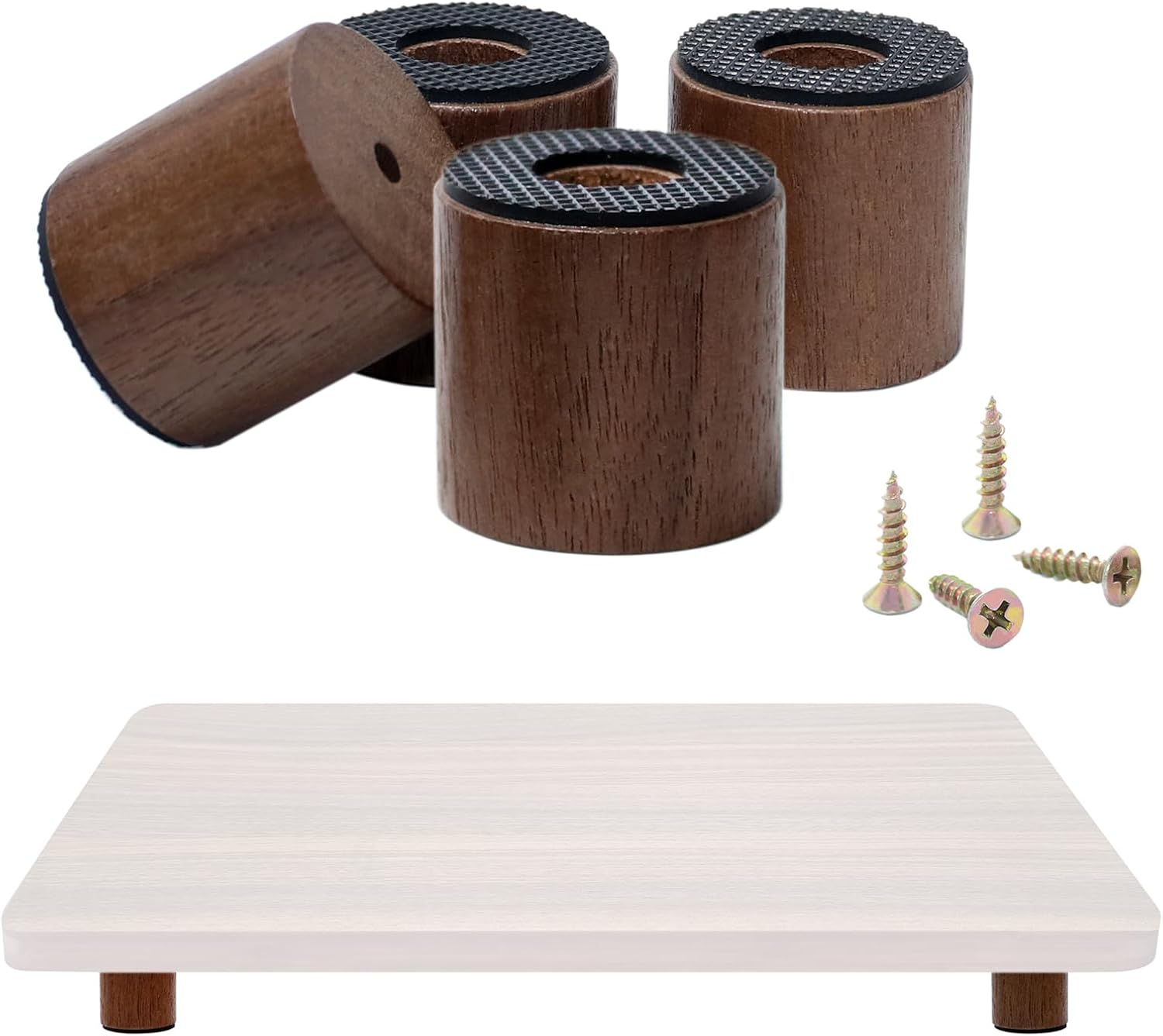 ANFU Cutting Board Feet, Walnut Chopping Board Feets, Non Slip Self Adhesive Butcher Block Legs with Screw (Not Included Boards)