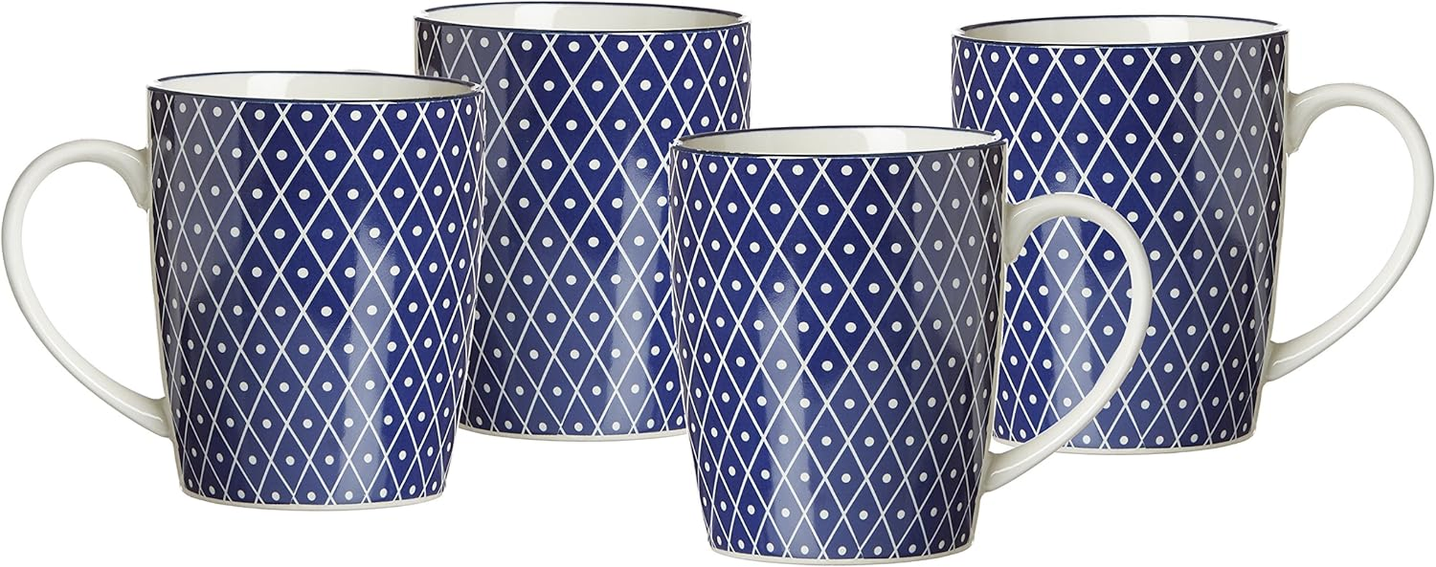 Ritzenhoff & Breker Royal Reiko 4 Piece Bowls 15.5 Cm Diameter 650 Ml Porcelain Tableware Set Blue and White