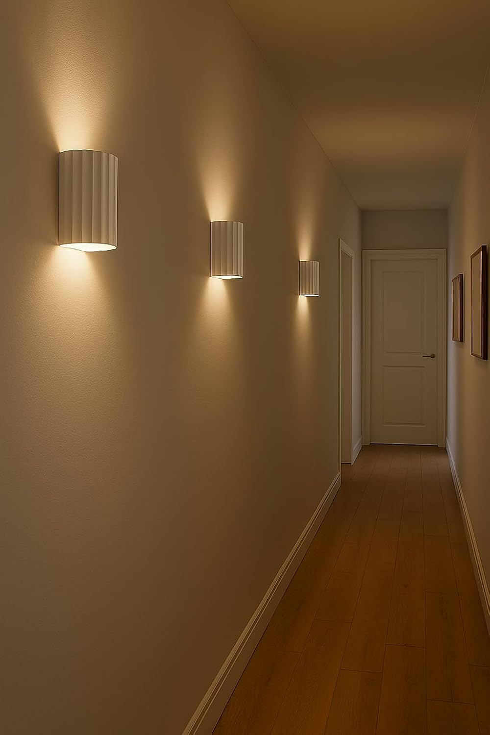 Modern White LED Wall Sconce &ndash; up and down Indoor Light Fixture with Ripple Texture, G9 Bulbs Included &ndash; for Bedroom, Hallway, Entryway, 2PCS image number 6