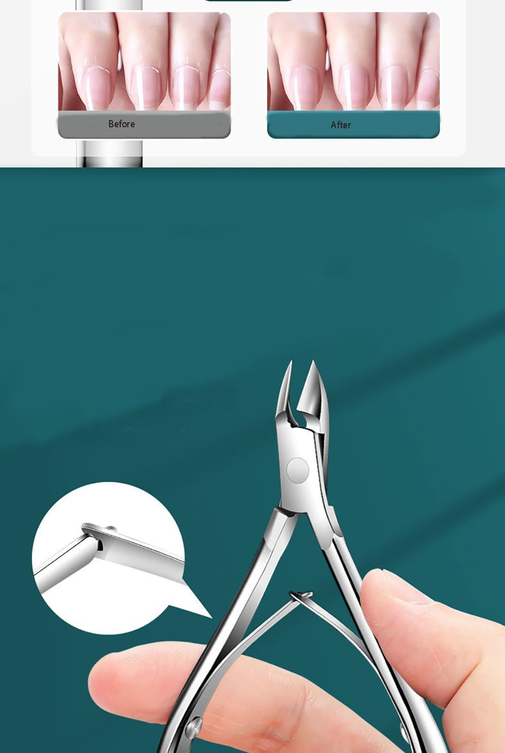 4Pcs Cuticle Trimmer Set,With Pusher/Cuticle Fork/Nails Scraper & File,Manicure Tools Cutter Nipper Scissor Clipper for Dead Skin of Fingernails and Toenails image number 3