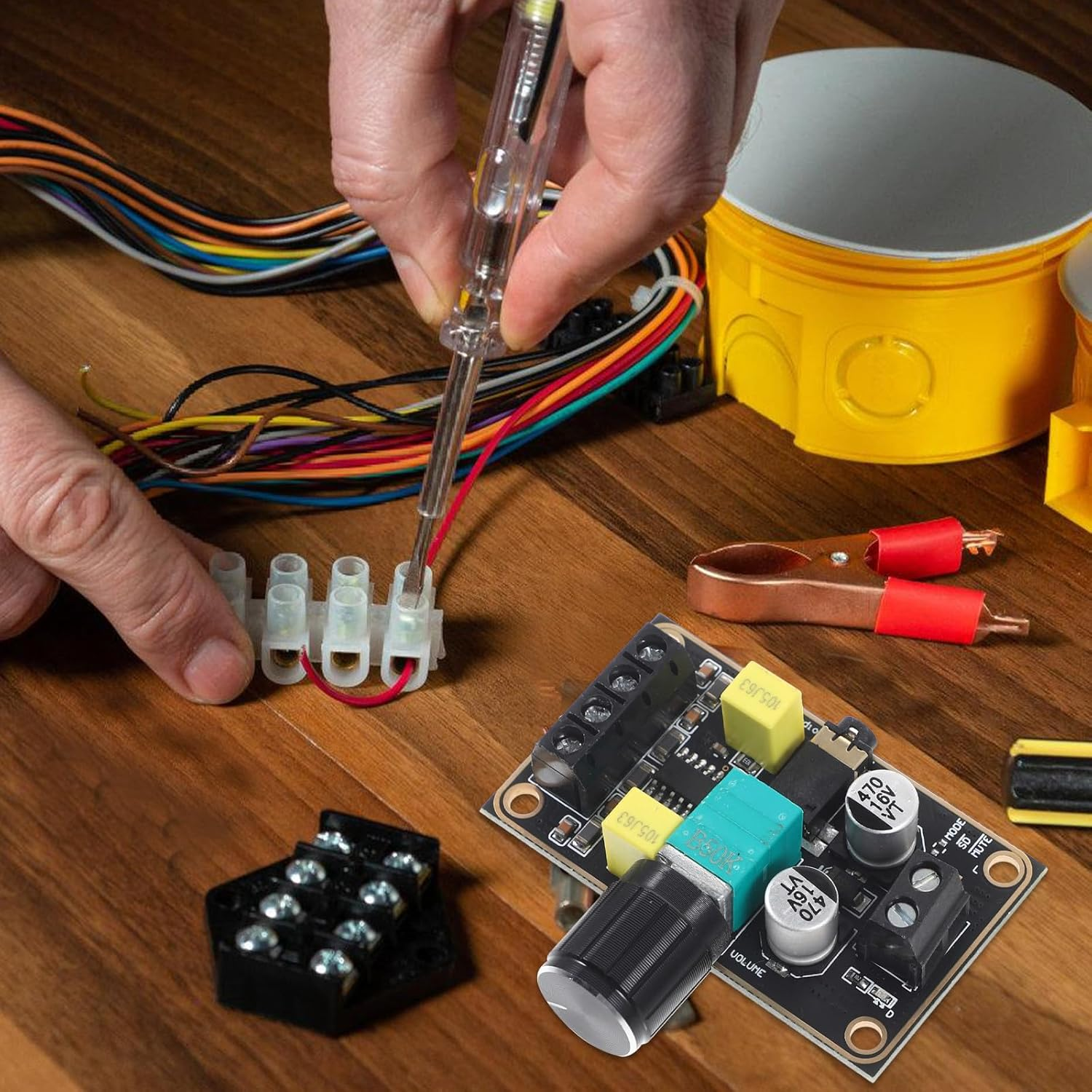 Healeved Digital Pam8406 Power Amplifier Board Mono Audio Amplifier Module for Small Speaker DIY Home Theater Audio Parts image number 1