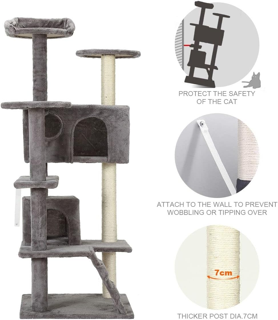 130Cm Cat Scratching Post Cat Tree Tower Home Exercise Gym Climbing Tree Play House Medium image number 4