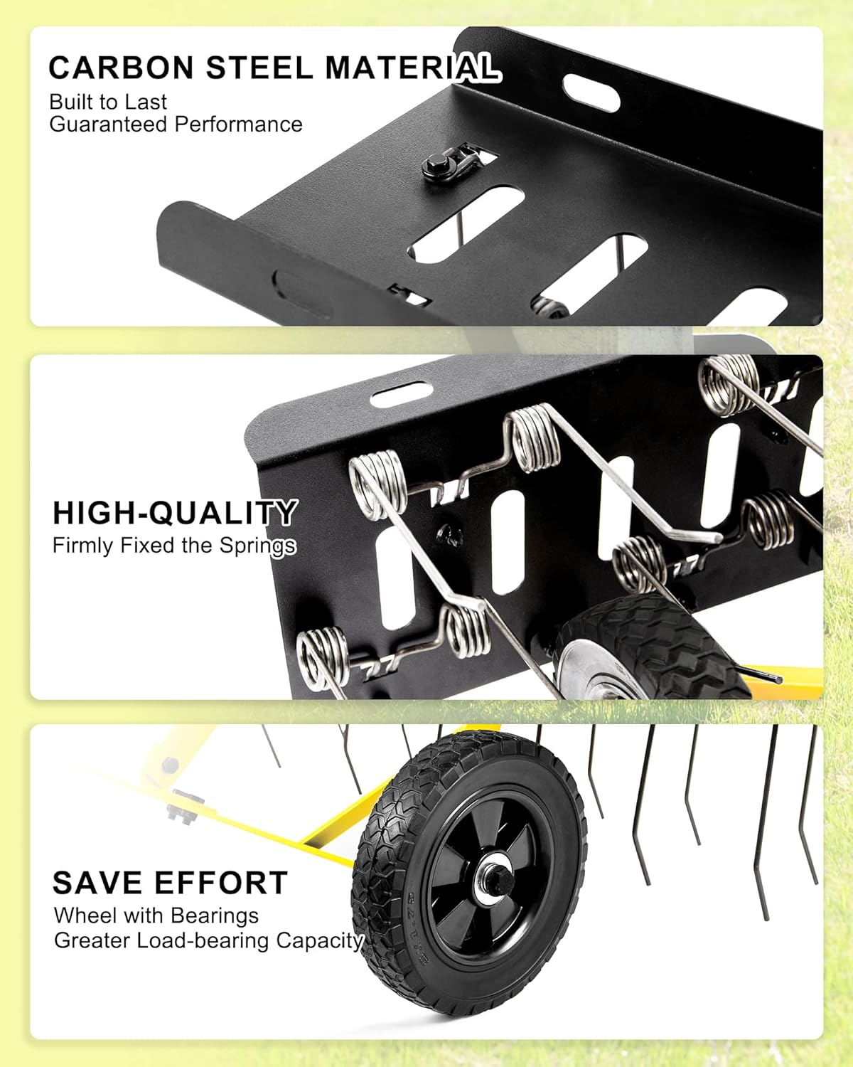40-Inch Tow behind Lawn Dethatcher, Heavy-Duty Pull behind Grass Rake with 20 Spring Steel Tines, Ideal for ATV or Ride-On Mower Use, Removes Grass and Thatch for Large Lawns, Gardens and Farms image number 6