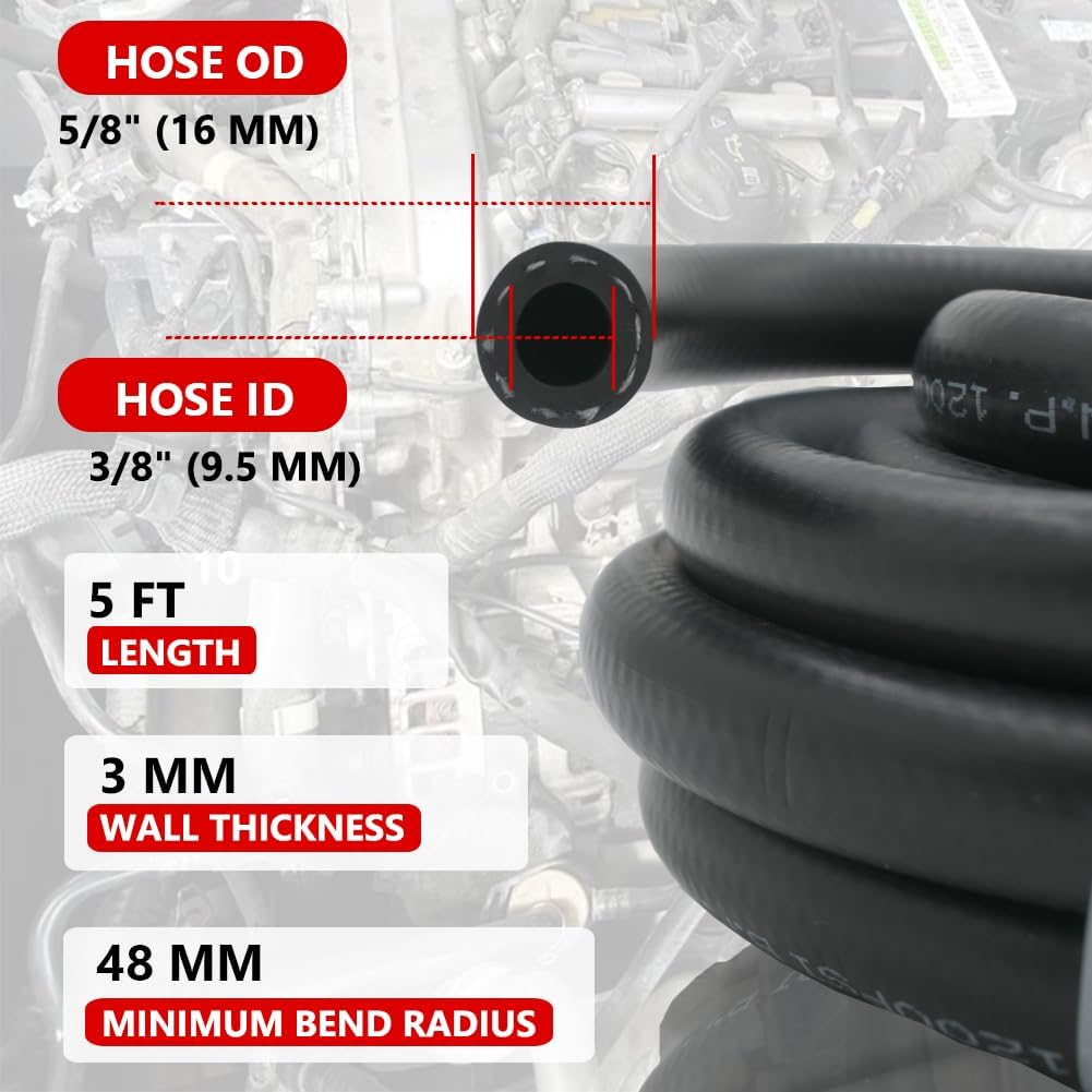 3/8 Transmission Cooler Hose 10Mm High Pressure Push Lock Fuel Injection Hose 300PSI 5FT image number 5