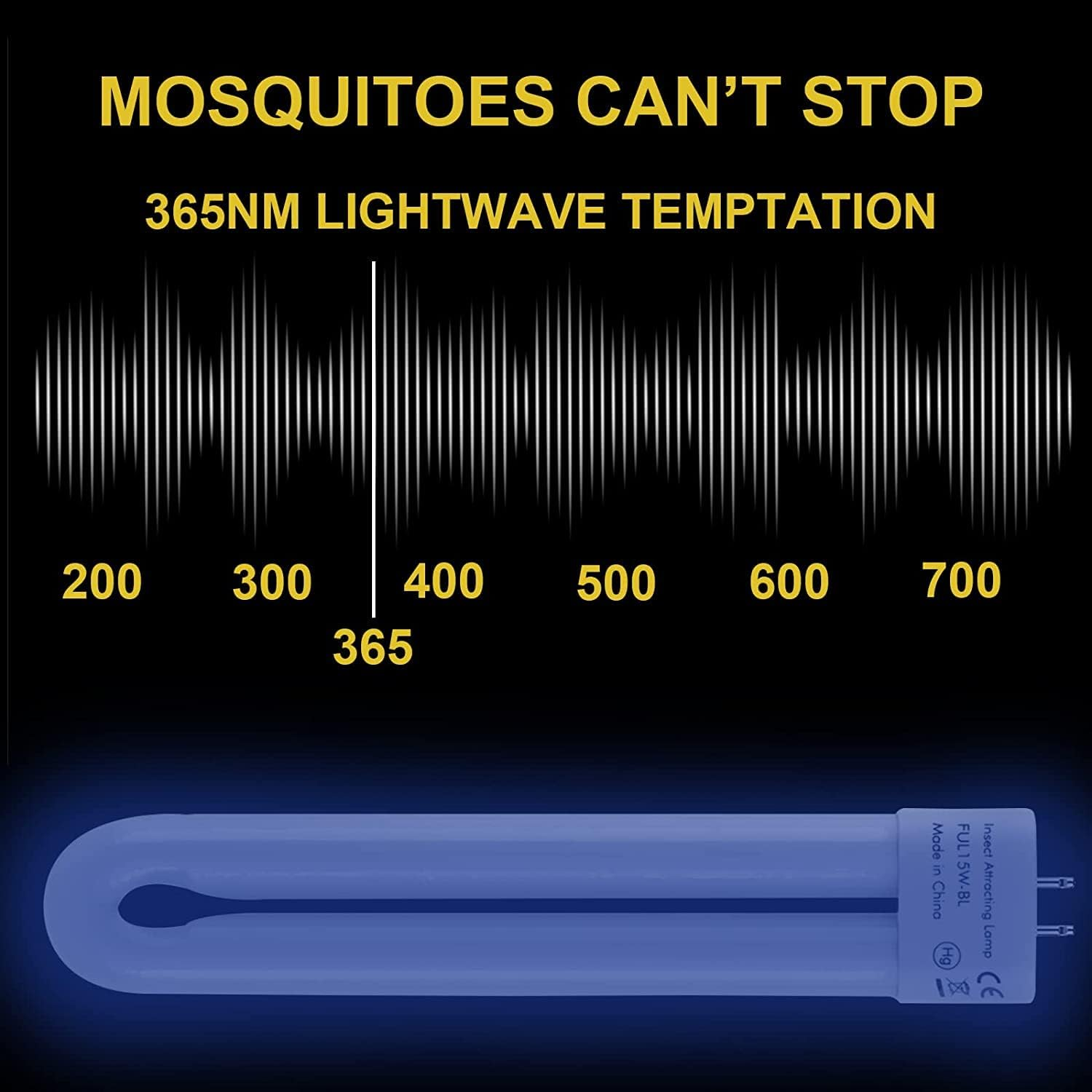 Replacement Bulb for Bug Zapper with 4-Pin Base, 15W Single U-Shaped Twin Tube Bulb image number 6