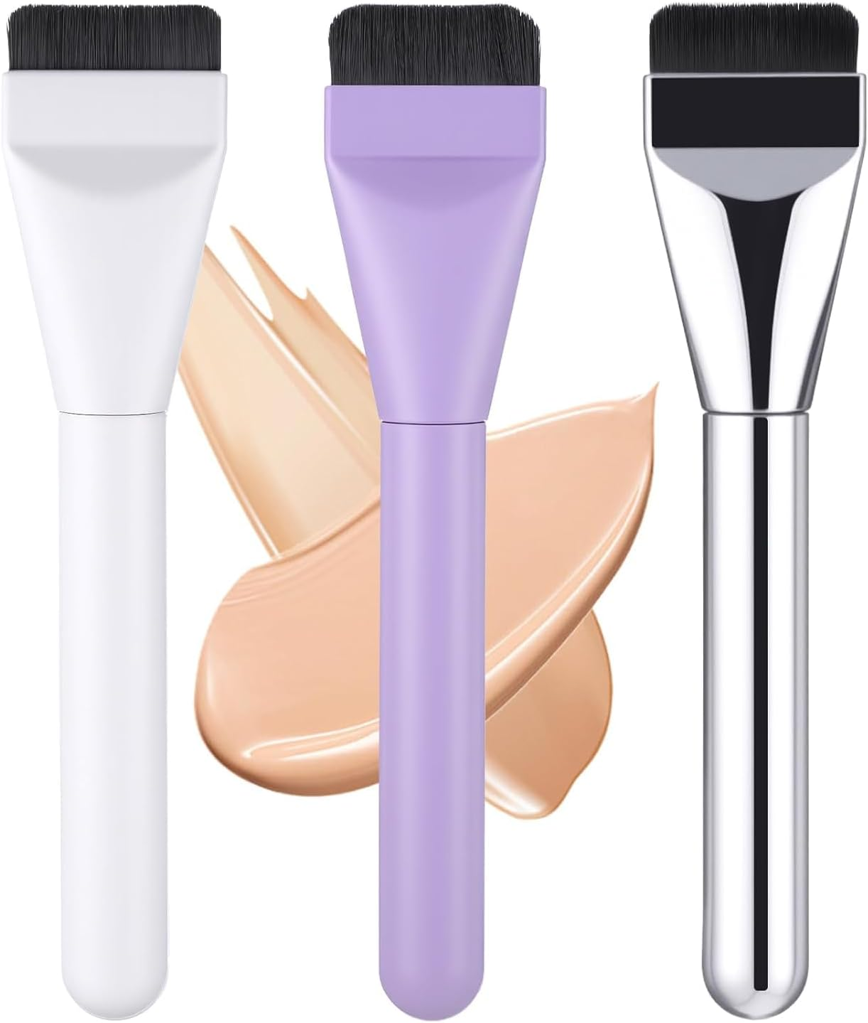 Flat Foundation Brush, Spatula Brush Makeup Face Mask Brushs, Blender Professional Liquid Foundation Brushs Tool for Applicator Face Cream Powder Concealer Blush Contour Beauty 【3 Pcs】 image number 1