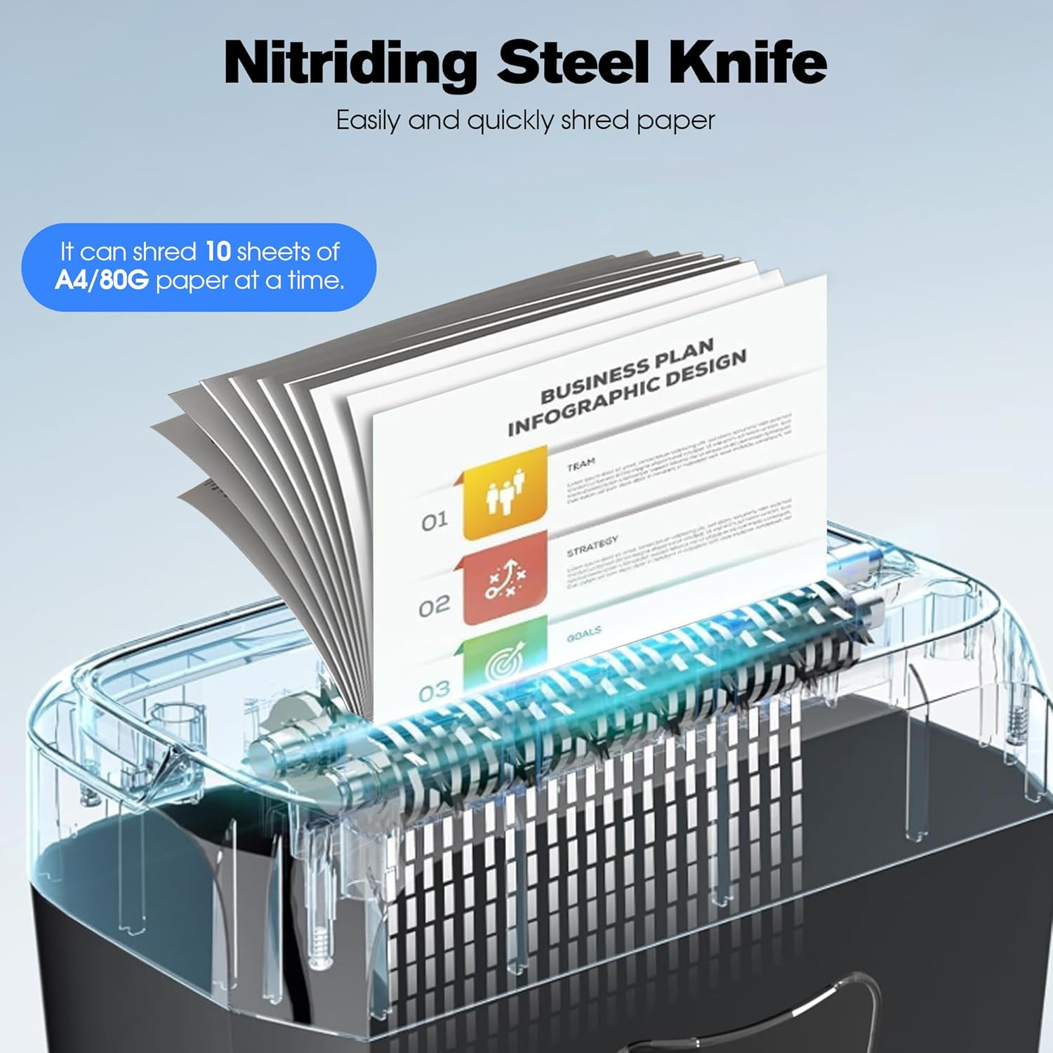 Advwin Paper Shredder, Paper Shredder Automatic Cross Cut P-4 Security, 10 Sheets, 21L Removable Bin, Paper/Cd/Credit Card Shredder for Home Office image number 1