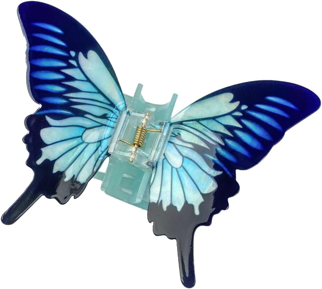 Butterfly Hair Clip, Hair Clips, French Hair Claw Clips, Medium Size, Butterfly Claw Clip, Non-Slip Hair Clips, Acrylic Hair Clip for Thick, Thin Hair, Women and Women, Blue, 9 X 8.5 Cm image number 1