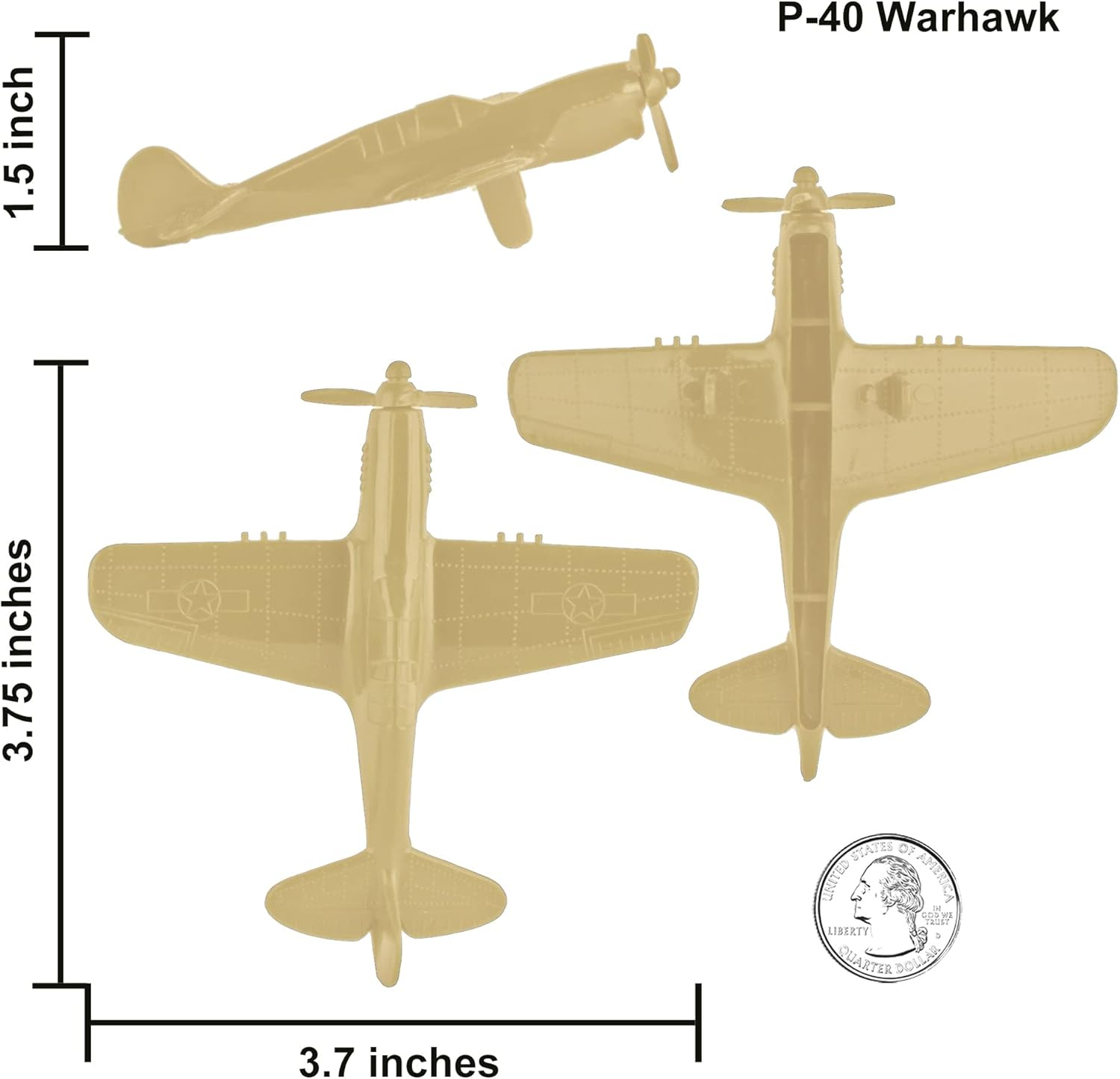 Tim Mee Toy Timmee WW2 Fighter Ace Planes - Tan 9Pc Plastic Army Men Airplanes USA Made 67727