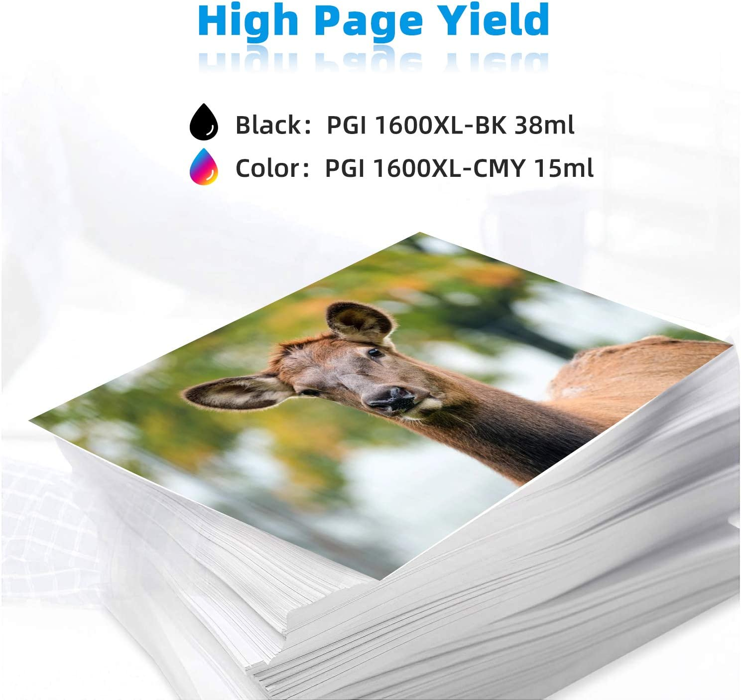 Greenark 5Pack PGI1600XL Ink Cartridges Replacement for Canon PGI-1600 XL with High Yield Pigment Ink Work for Canon Maxify MB2060 MB2160 MB2360 MB2760 Printer (2Black, 1Cyan, 1Yellow, 1Magenta) image number 5