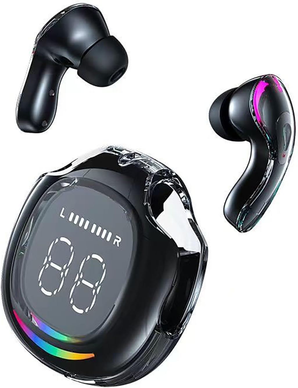 ELLENNE Slim Slim Headphones Bluetooth 5.3 AIR40 White Black Gaming Low Latency Wireless TWS Dual Channel Transparent (White)