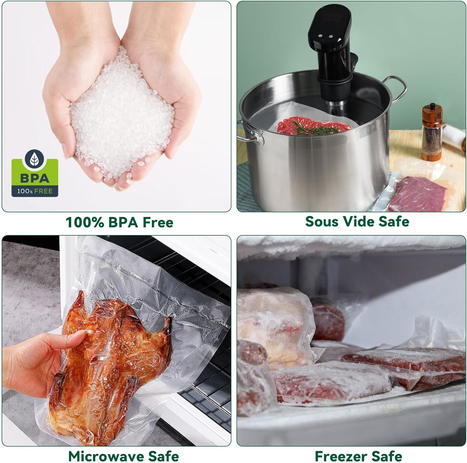 Vacuum Sealer Bags Rolls, 2 Pack 20Cmx15M, Seal a Meal Bags, Ideal for Fridge, Freezer, Sous Vide, BPA Free, Durable Commercial Grade image number 1