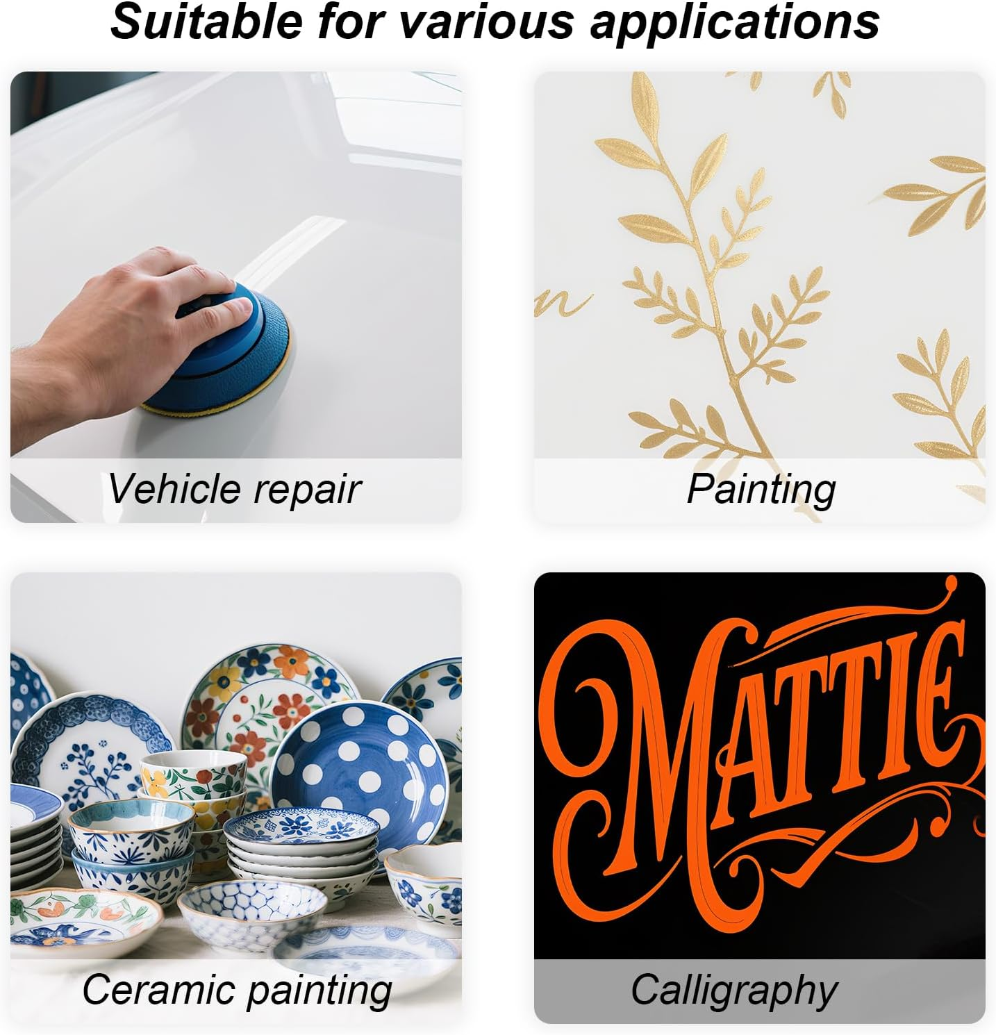 Fine Line Painting Pen 0.5Mm, Automotive Paint Pen Touch up Applicator Golden Tip for Car Paint Chip Repair & Detailing image number 1