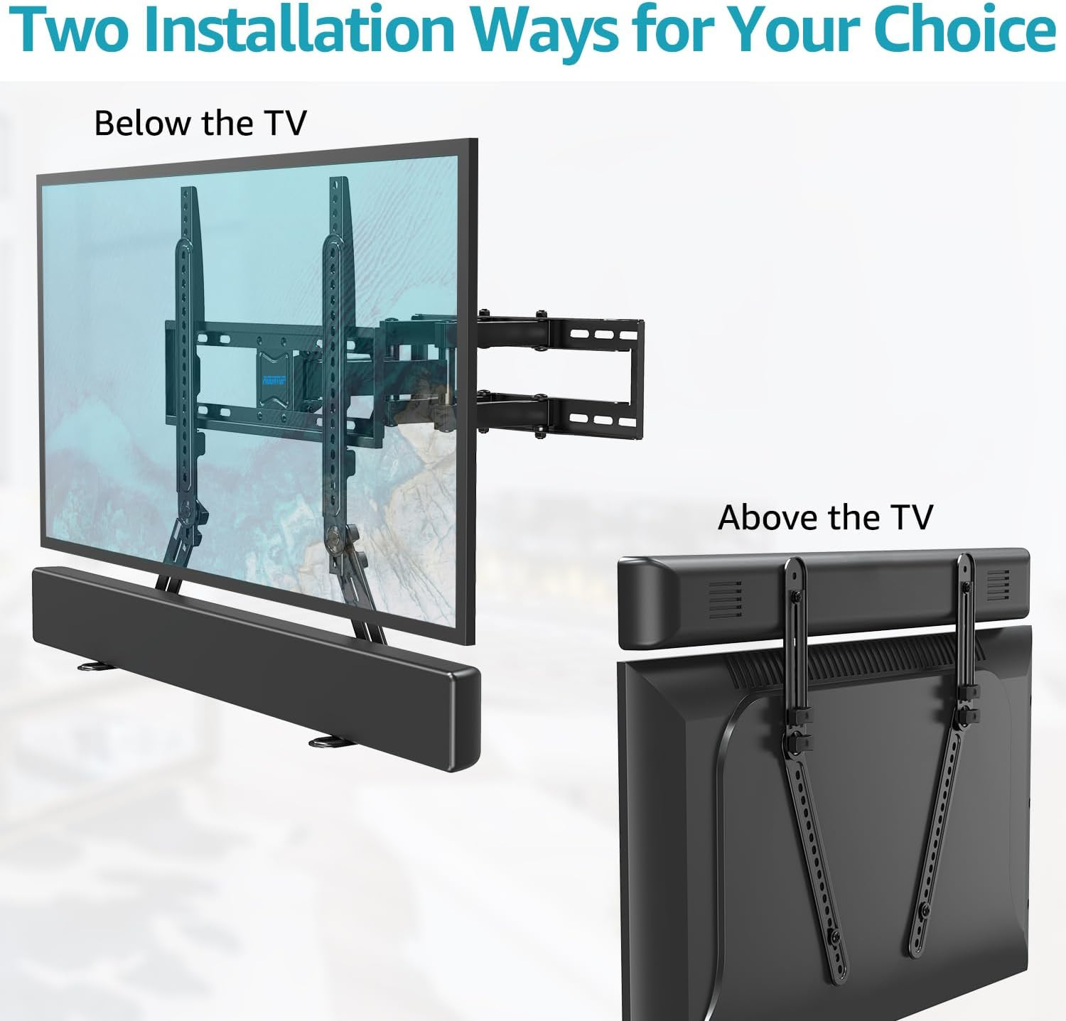 MOUNTUP Speaker Mount, Sound Bar TV Bracket, Fits Most Sound Bars up to 15 Lbs, Mounting above or under TV, Tool-Free Knob Adjustable, for 23-90" Tvs with Detachable Extension Arms and L-Brackets image number 3