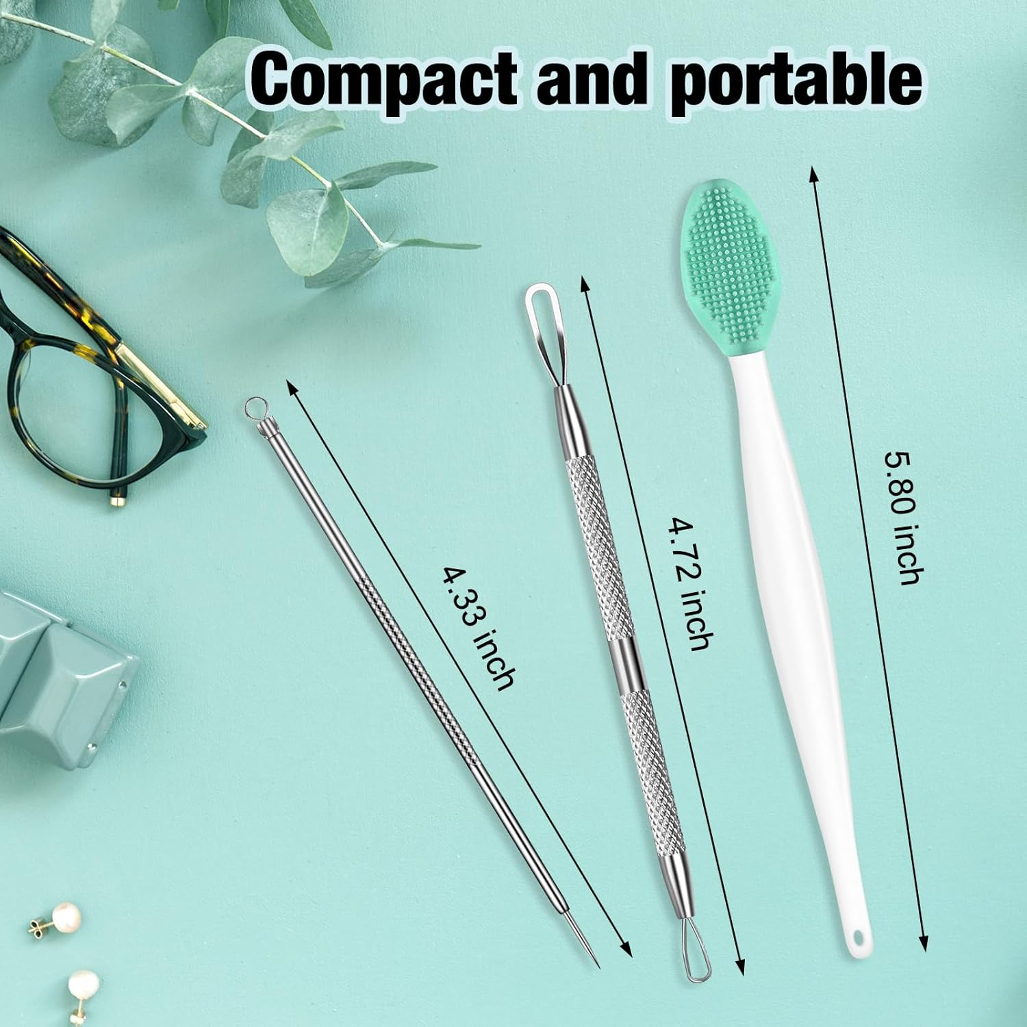 MUIIGOOD 3Pcs Blackhead Remover Pimple Popper Tool Kit Pimple Extractor Acne Treatment Surgical Grade Blackhead Comedone Removal Popper Tool Cleaning Brush for Face Nose Lips image number 4