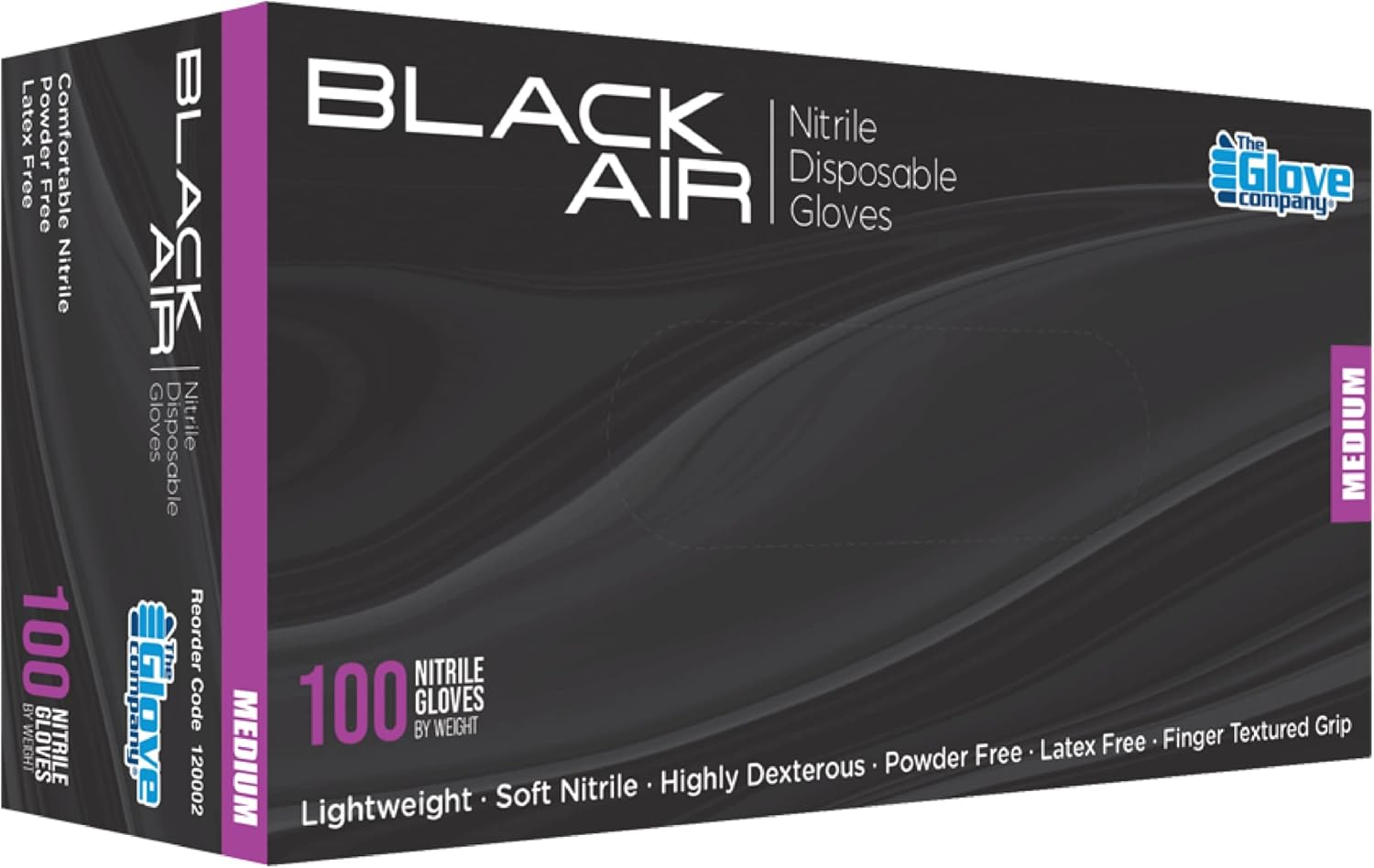 The Glove Company Black Air Nitrile Disposable Gloves, Small (Box of 100) image number 2