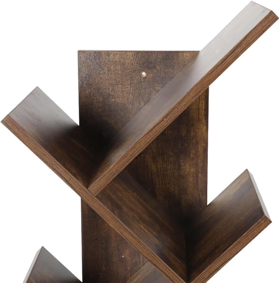 Levede Bookshelf Wooden Tree Bookcase 8-Tier Storage Home Decor Display Stand - Spacious, Sturdy, Easy Assembly(50Cm X 25Cm X 142Cm, Brown)