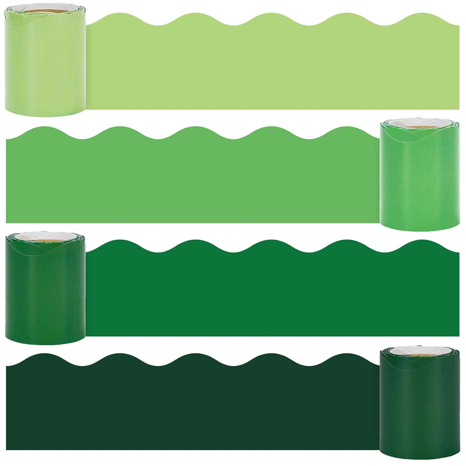Whaline 65.6Ft Green Bulletin Board Borders - 4 Rolls Gradient Series Die-Cut Strips, Colorful Rolled Trim for School Classroom Office Chalkboard Decoration image number 5