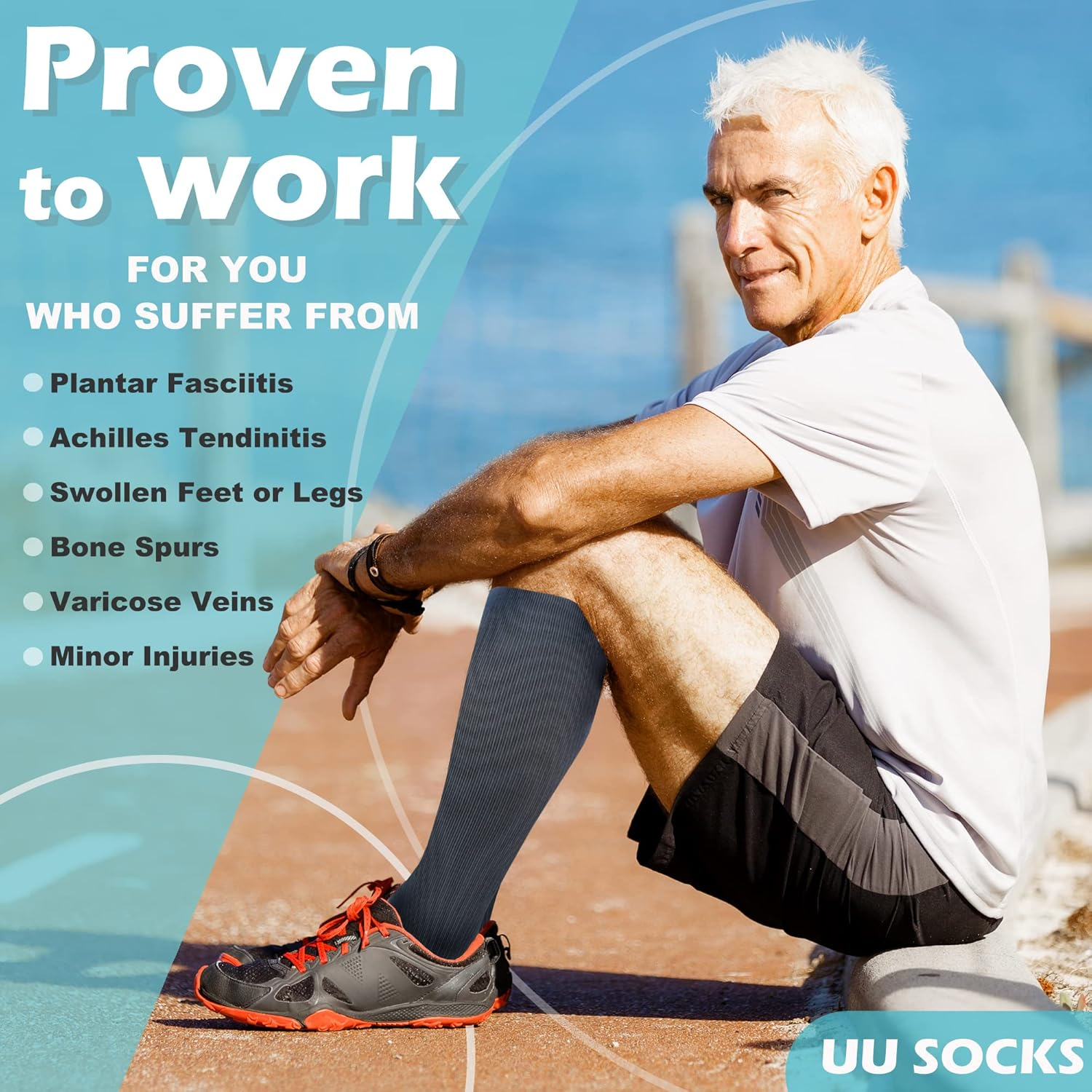 UUSOCKS Medical Compression Socks for Women and Men 3 Pairs 20-30 Mmhg Knee High Compression Stockings Circulation Best for Running Athletic Nurses