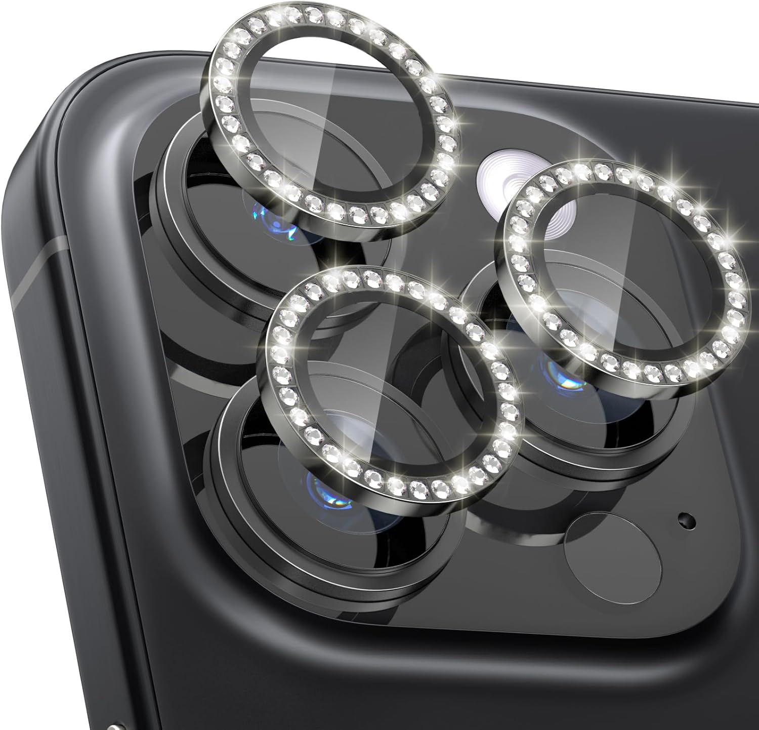 Cloudvalley [3] for Iphone 15 Pro / 15 Pro Max Camera Lens Protector, Ultra-Hd Tempered Glass Camera Cover [Case-Friendly] Metal Individual Lens Screen Protective Ring,Diamond Natural Titanium image number 2