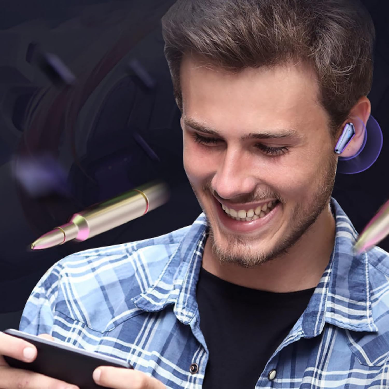 Wireless Earbuds,Game Earbuds - Low Latency Earpiece with Light Mode Battery Display for Running Charging Women Work Sports Game Gym Phone image number 2